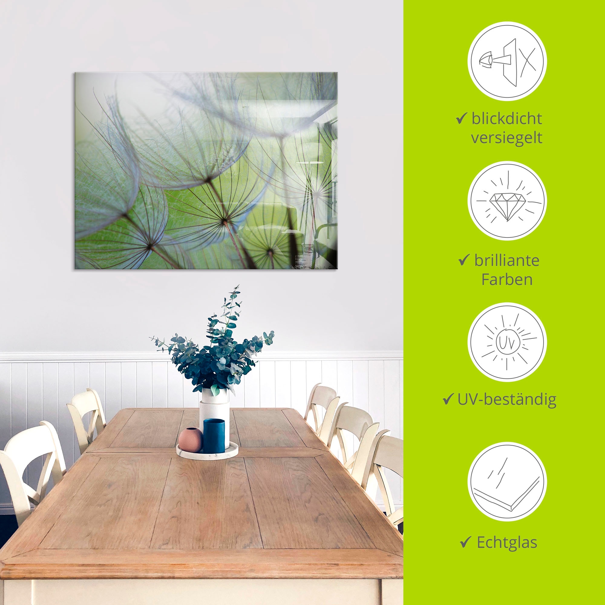 Artland Glasbild »Pusteblumen-Samen II« Blumen 1 Stk. tlg. in verschiedenen Größen