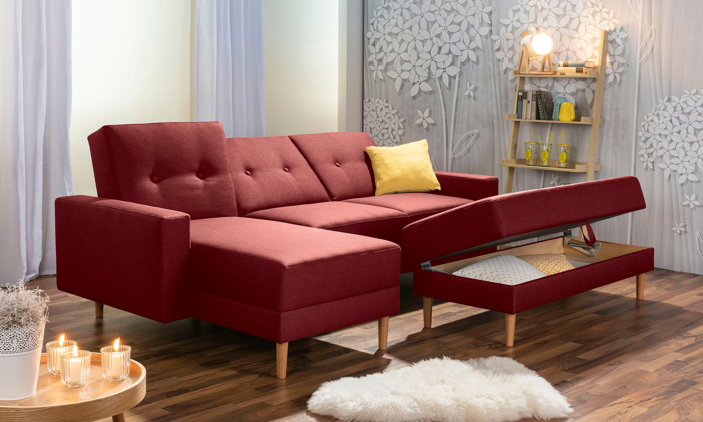Max Winzer® Ecksofa »Just Chill kubisches Schlafsofa im skandinavischen Stil, bequem«, Recamiere links oder rechts montierbar, mit Rückenverstellung