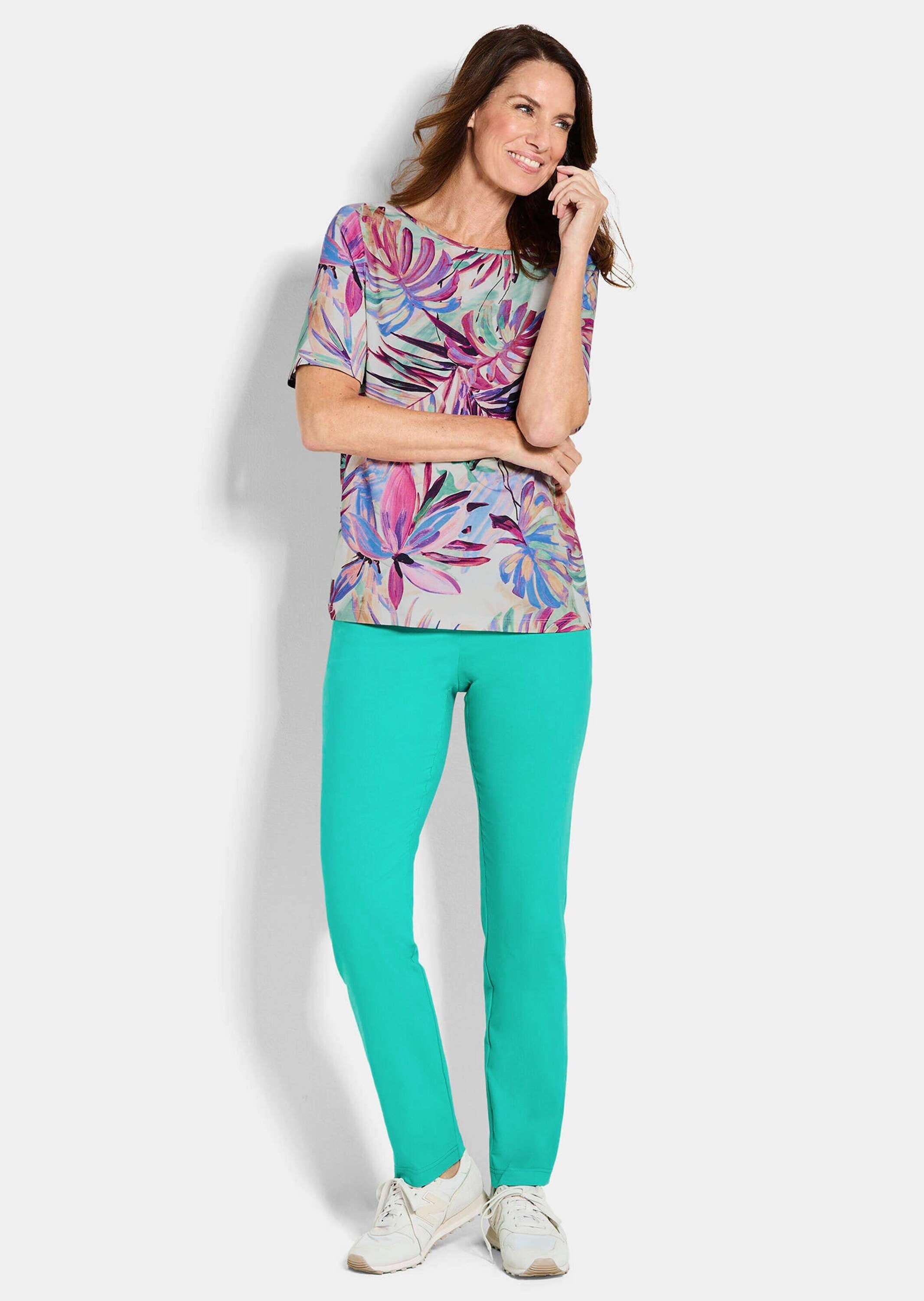 GOLDNER Kurzarmshirt »Kurzgröße Elegantes Shirt-Duo mit Muster-Mix« stretchbequemer Viskosejersey