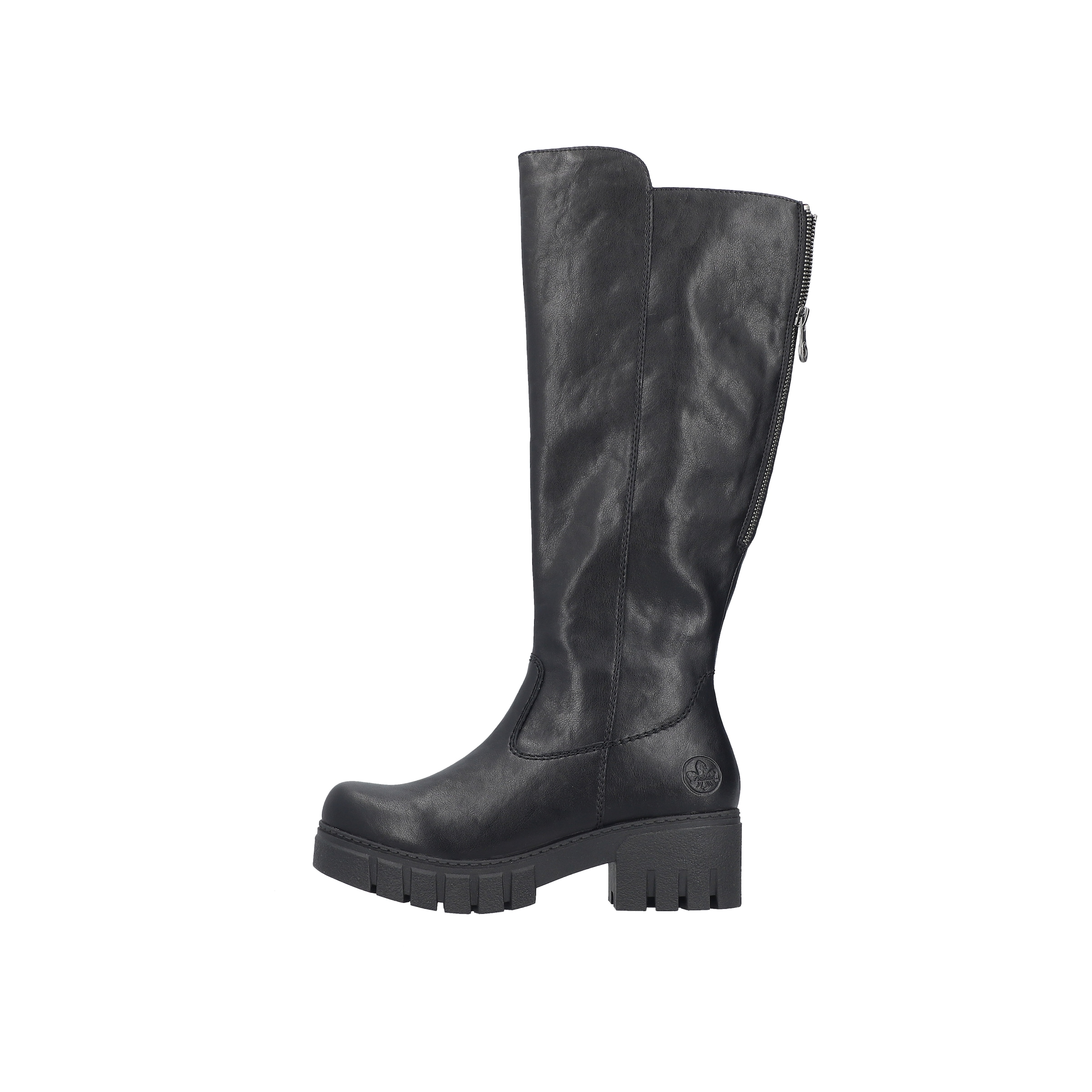 Rieker Stiefel  Langschaftstiefel mit Reißverschluss hinten und markantem Blockabsatz