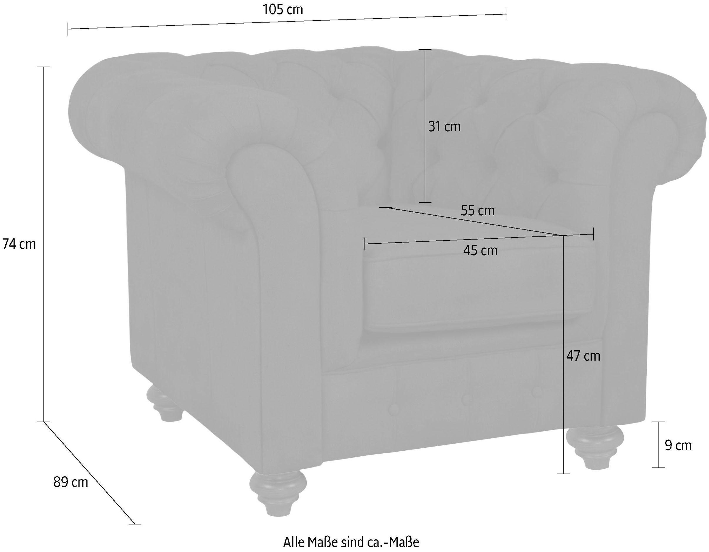Home affaire Sessel »Duc Chesterfield«, hochwertige Knopfheftung im Rücken, Samtoptik mit changierender Optik