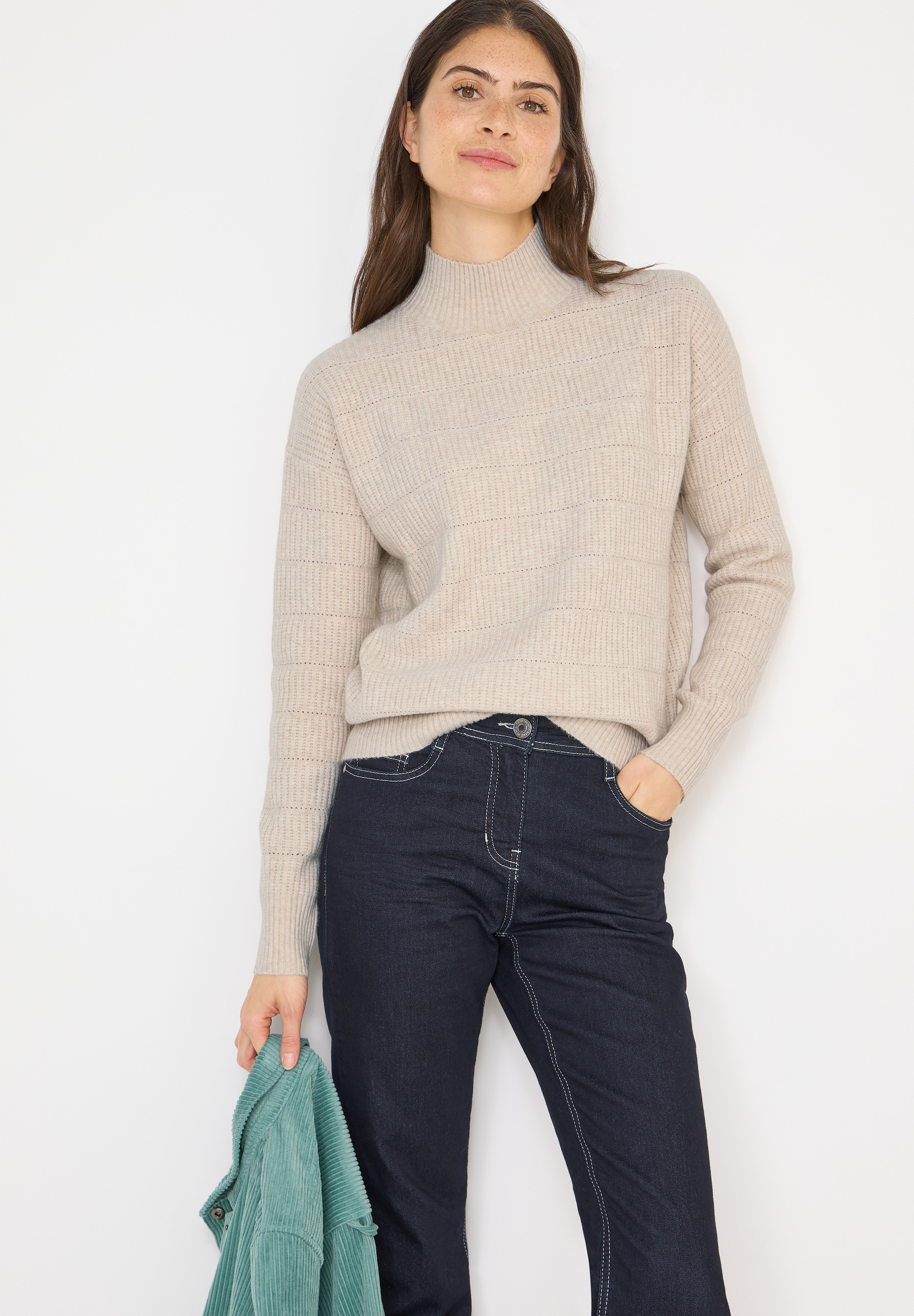 Cecil Stehkragenpullover mit Stehkragen und Loch-Design