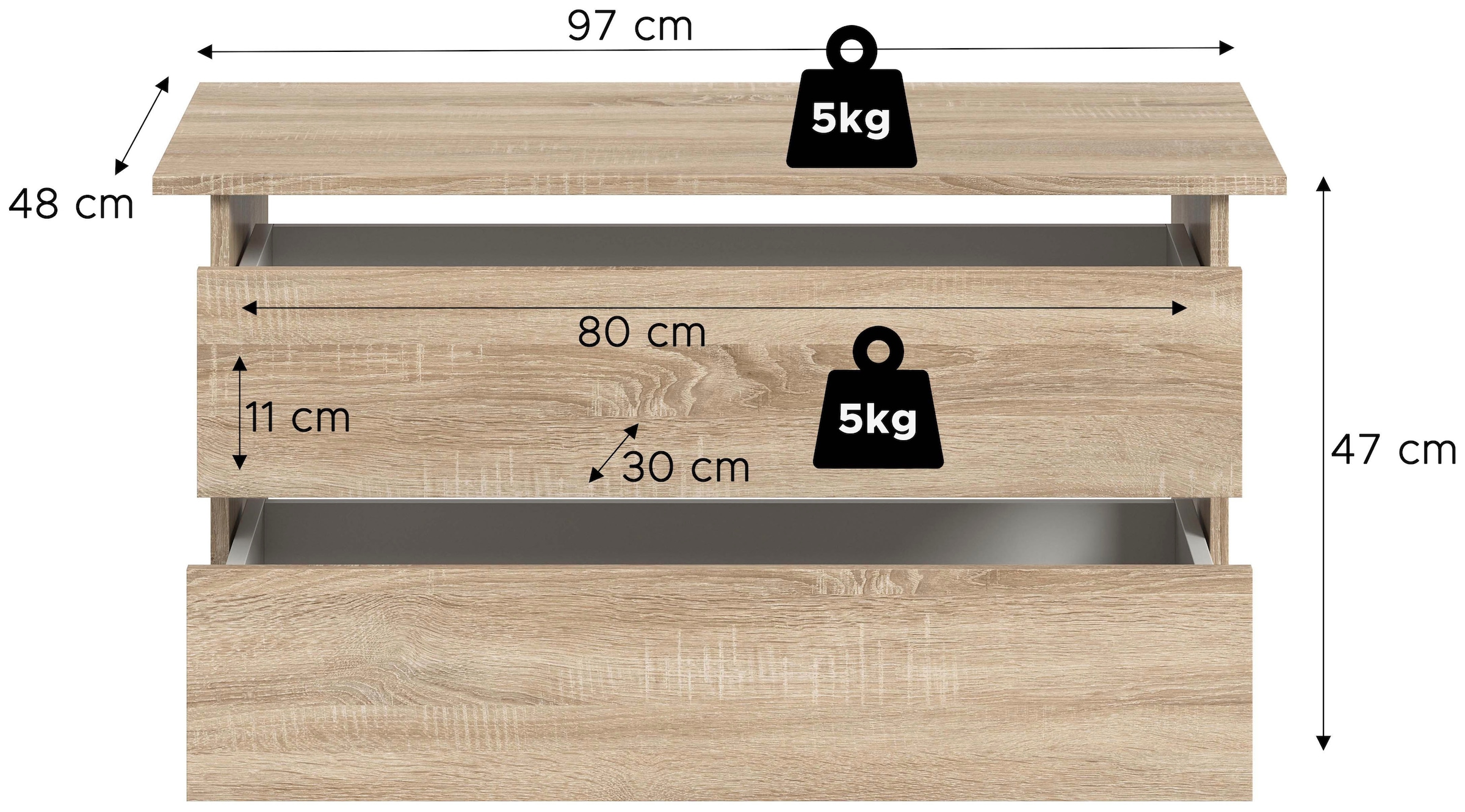Home affaire Schubladeneinsatz »BENDINGO, TOPSELLER!, Schrankeinsatz, Schubladen« passend für Kleiderschrank: 35930037 und 70264445,  Breite 95cm, in verschiedenen Farben, 2 Schubladen, 1 Ablageboden