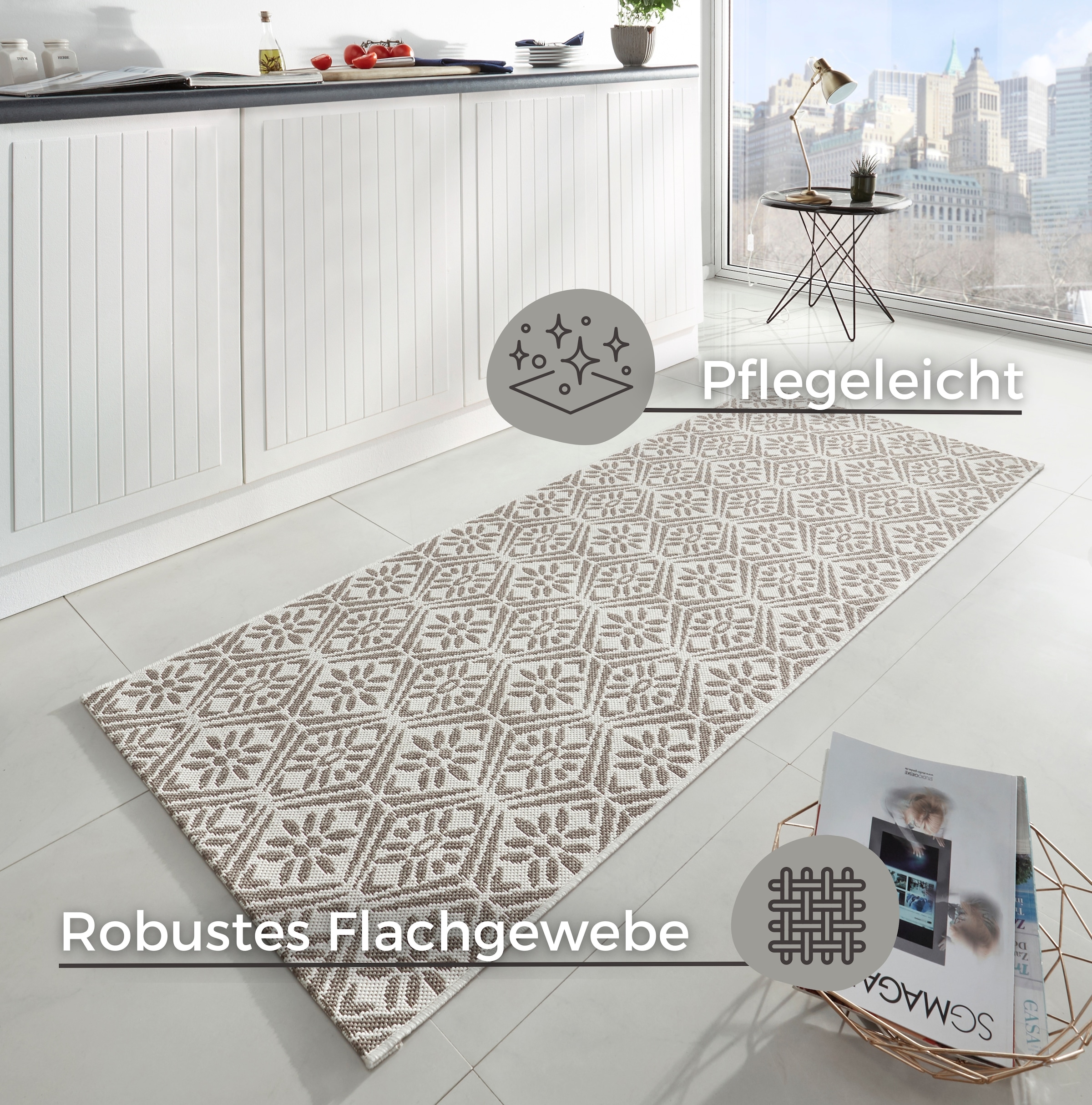 HANSE Home Läufer »Creation«, rechteckig, 8 mm Höhe, Teppichläufer, Küchenläufer, Teppich, Waschbar, Küche, Flur, Rauten