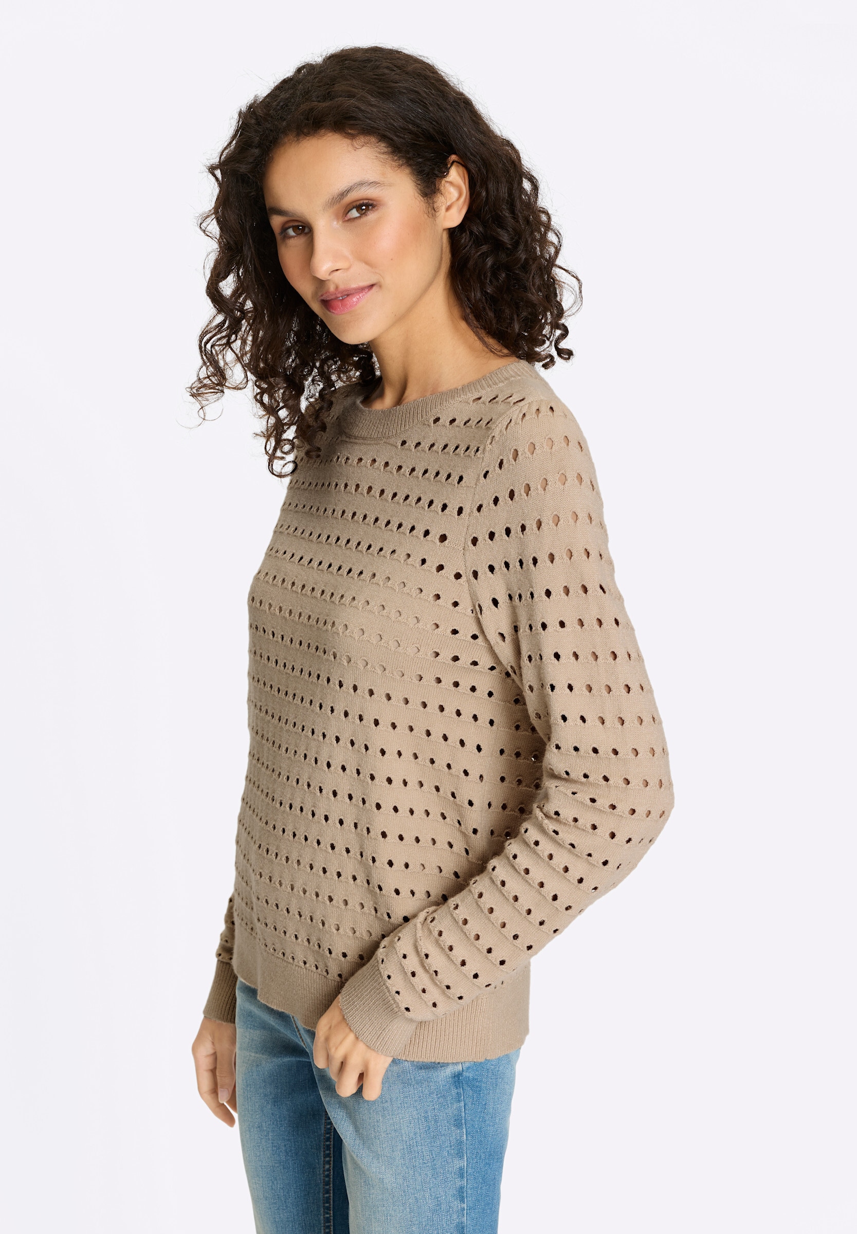 heine Strickpullover »Pullover Feinstrickpullover mit Ajourmuster«