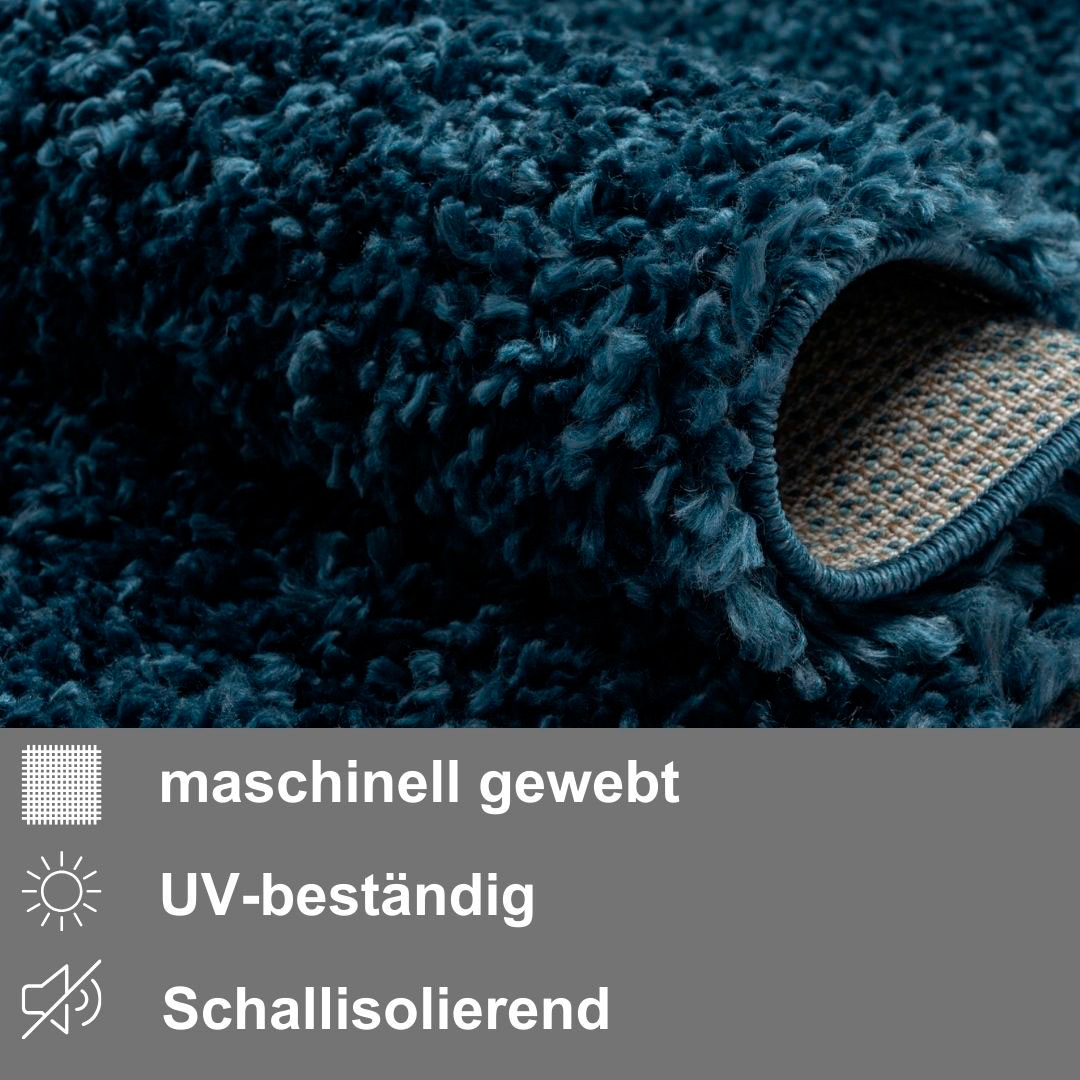 Myflair Möbel & Accessoires Hochflor-Bettumrandung »My Shaggy« Höhe 37 mm 3 Stk. tlg. Shaggy, Uni-Farben, leicht glänzend, extra flauschig, Läufer-Set