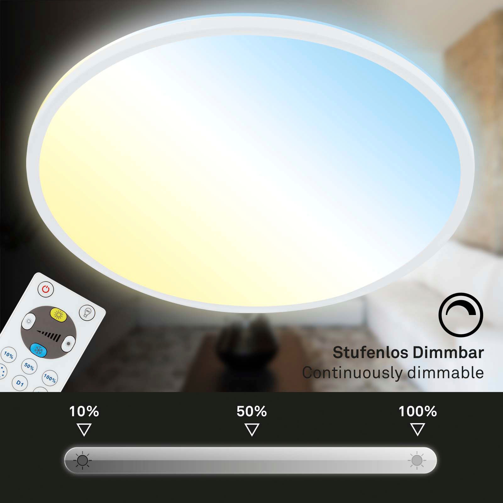 Briloner Leuchten LED Panel »7080016 SLIM«, Leuchtmittel LED-Board | LED fest integriert, Deckenlampe, 42x2,9cm, Weiß, 22W, Wohnzimmer, Schlafzimmer, Küche
