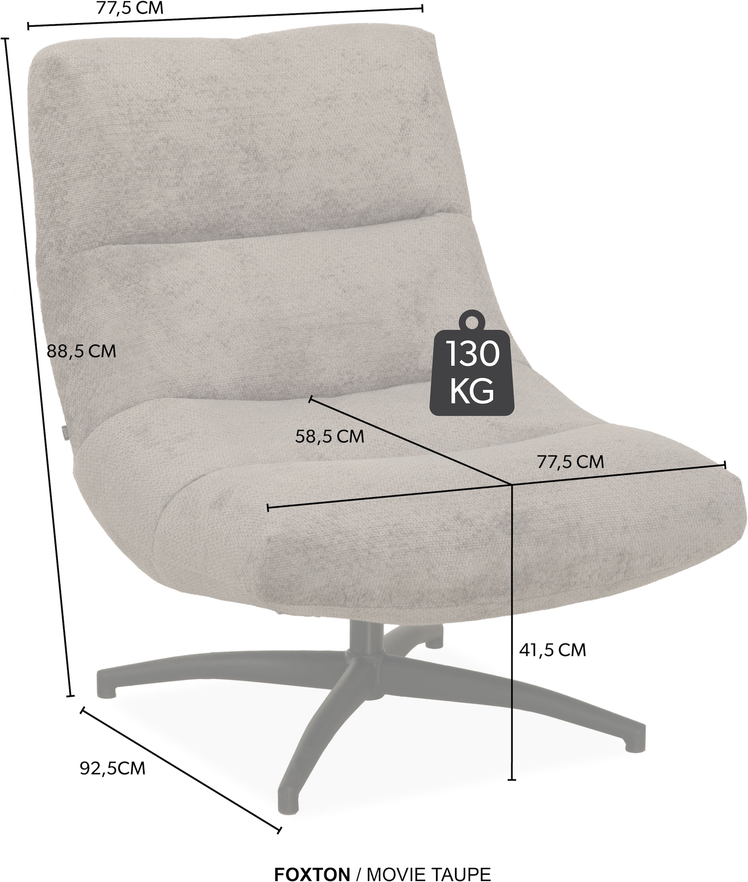 OMG Design Sessel »Foxton« bequemer Sessel, mit Drehgestell und