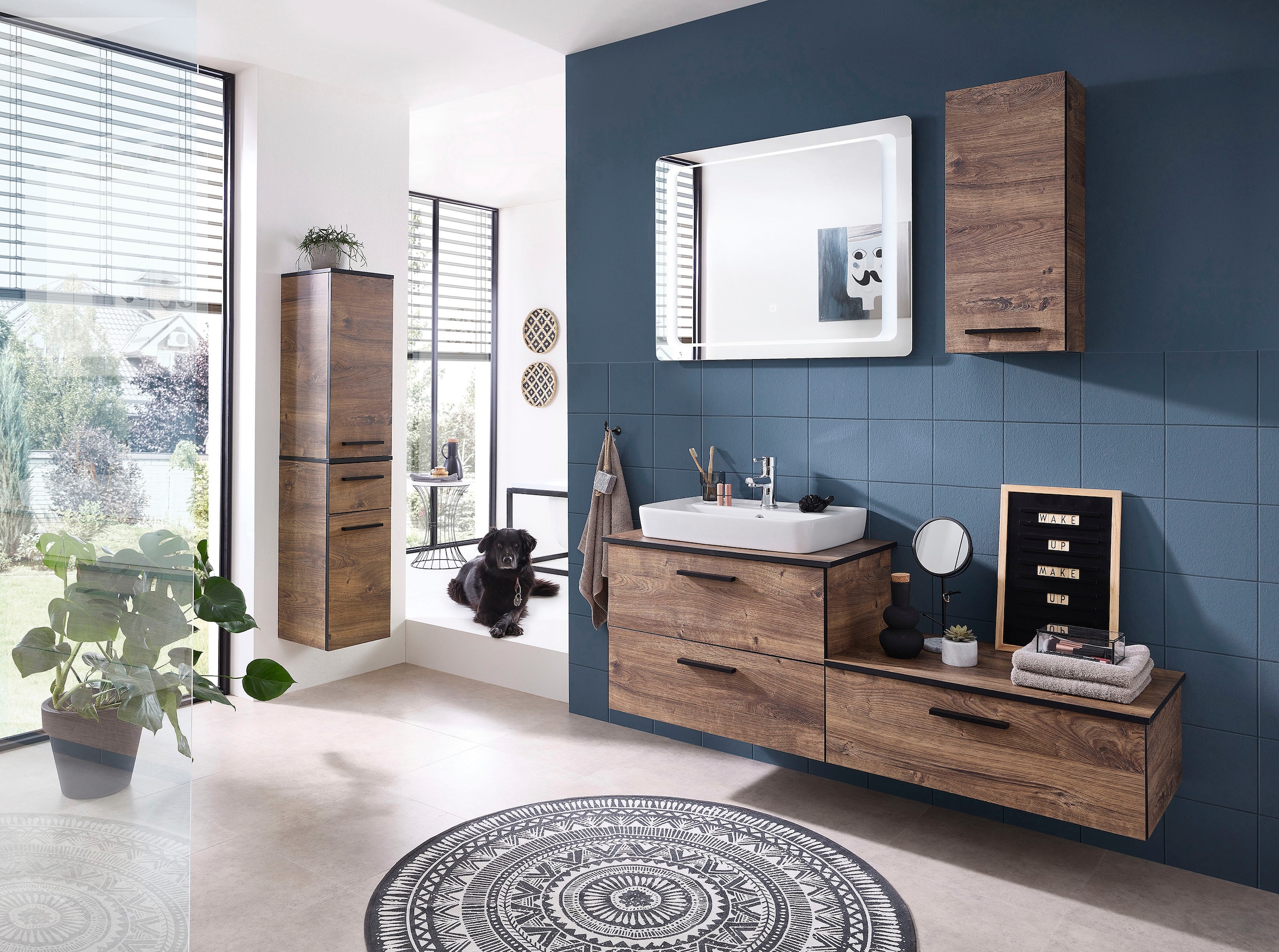 Saphir Schrankmodule »Quickset 374 Badschrank, 30 cm breit, 2 Türen, 1 Schublade« Set, 2 Stk. tlg. 3 Einlegeböden, inkl. Türdämpfer, Eiche Ribbeck quer Nachbildung