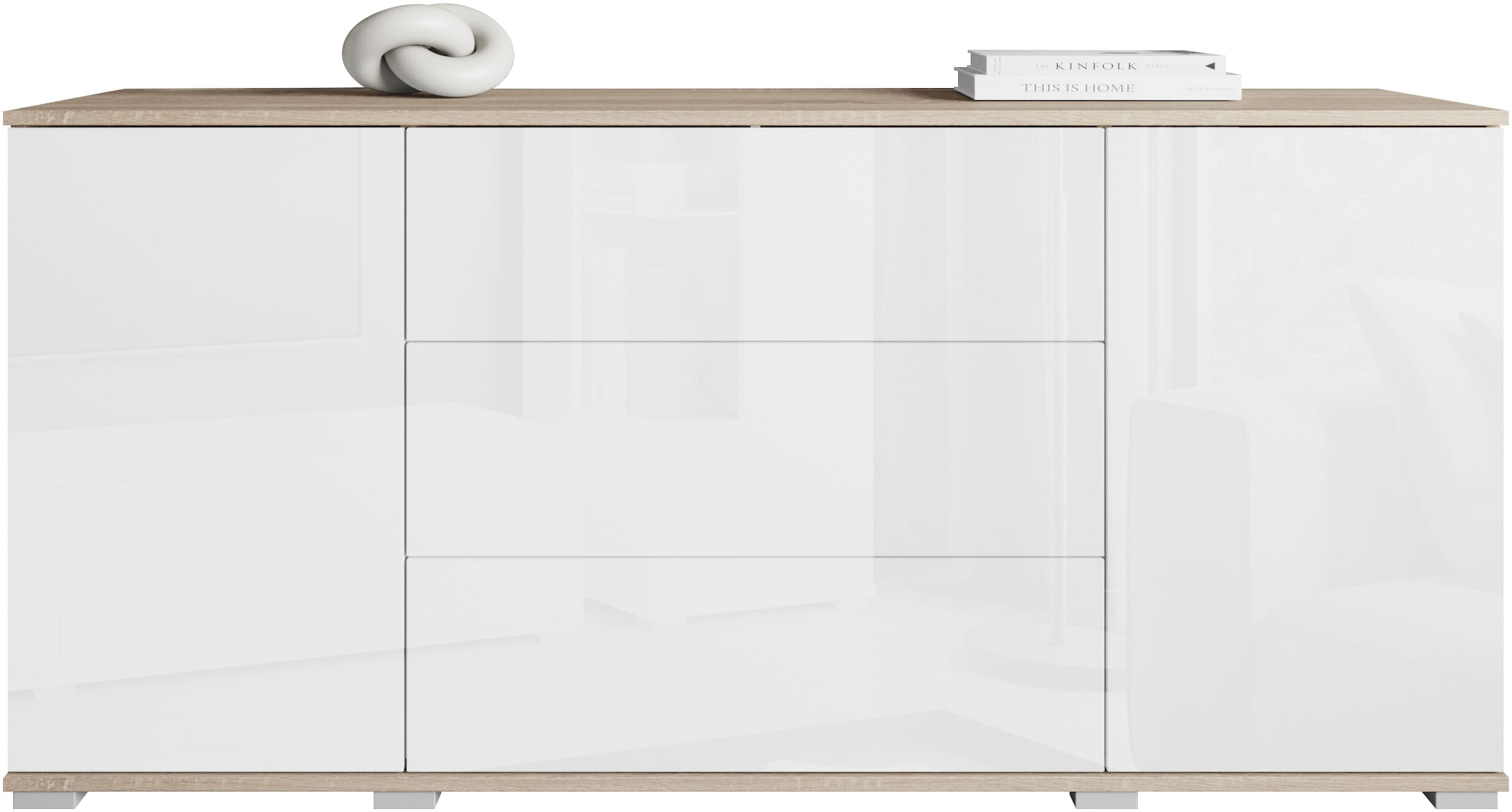 INOSIGN Sideboard »Kenia, Kommode für das Schlafzimmer/Wohnzimmer«, (1 St.), Modernes Sideboard mit 3 Schubladen und 4 Fächern, Breite 150 cm