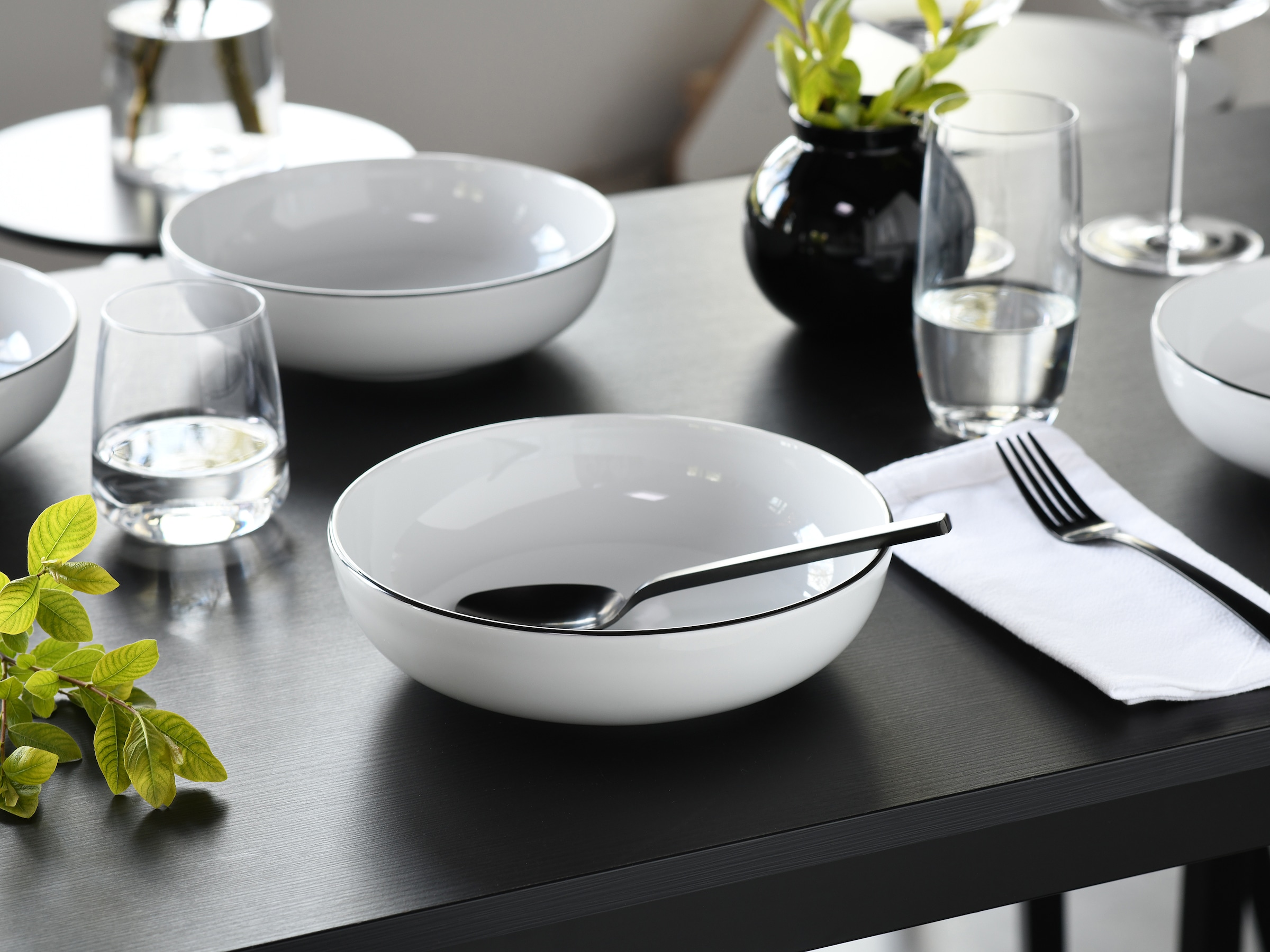 CreaTable Schale »Allround Black Line, Poke Bowl 21 cm 4-tlg« 4 Stk. aus Porzellan Daily Use, Zeitlos