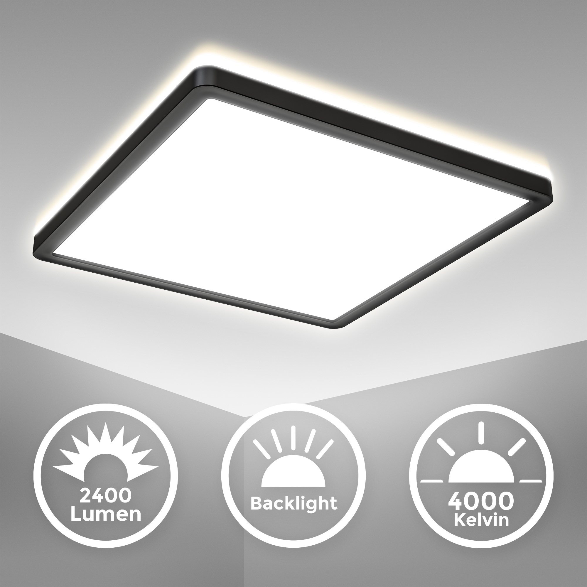 ultraflaches LED Panel mit LED Backlight, Kunststoff, Schwarz, Inkl. 1 x LED Platine,...