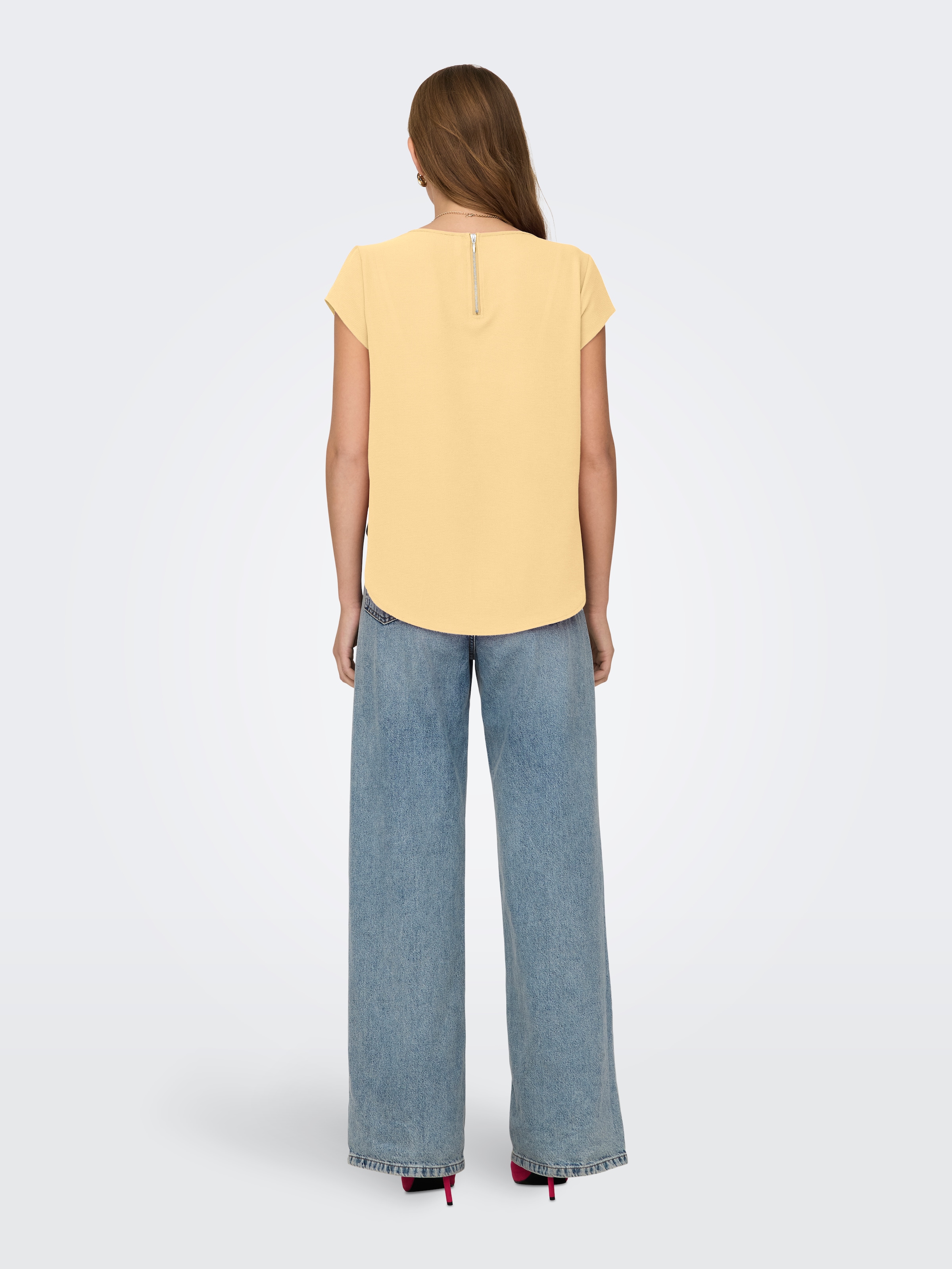 ONLY Kurzarmbluse »ONLVIC – feminines Blusenshirt in lockerer Form« Materialmix, regular fit