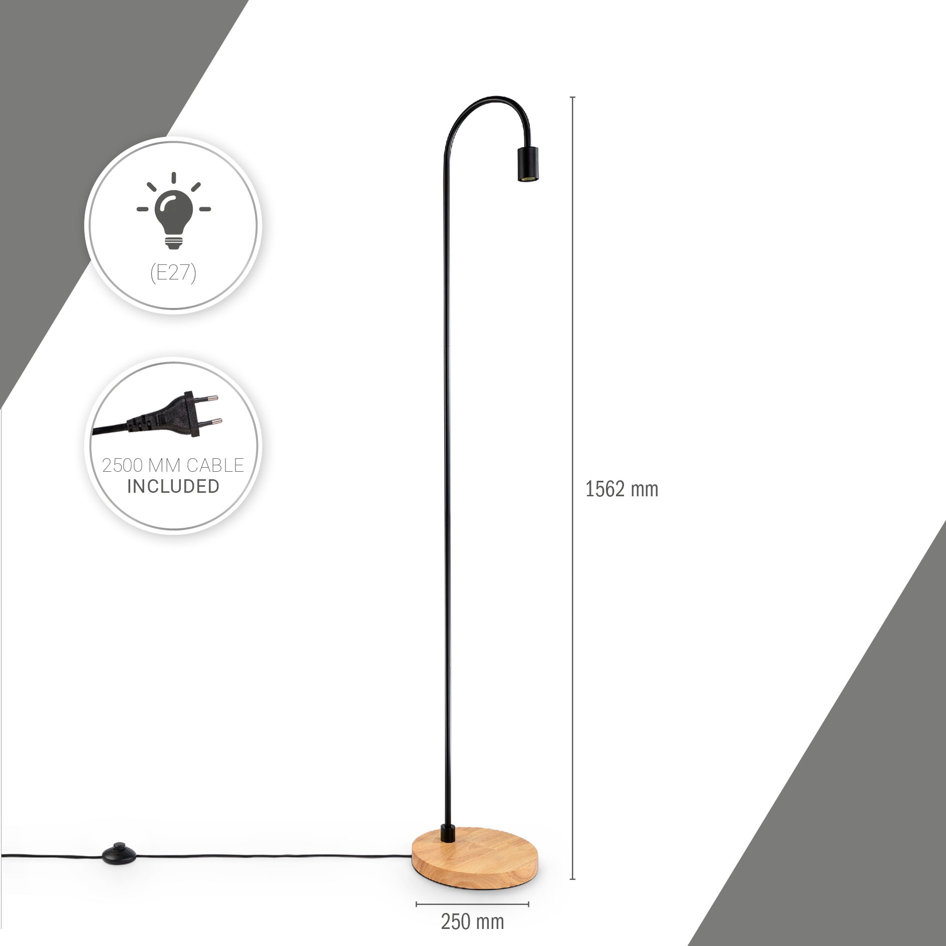 »WALTER«, XXL Garantie LED Holz Home Jahren Bogenlampe Industrial kaufen Skandi Paco online Minimalistisch mit | 3 Stehlampe Fuß Wohnzimmer