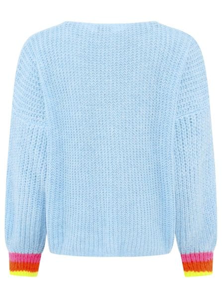 Zwillingsherz Strickpullover »"Smile"«, Langarm, One Size, V-Ausschnitt, Neon-Details, Schriftzug