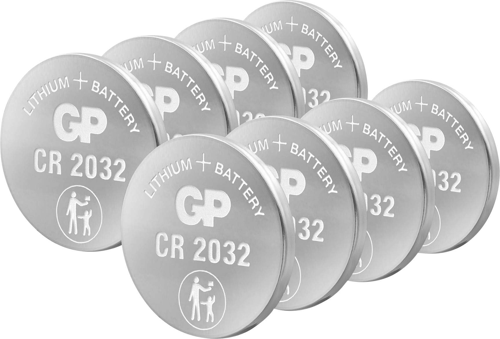 GP Batteries Knopfzelle »8 Stck CR2032 GP Lithium 3V«, 3 V, (Set, 8 St.)