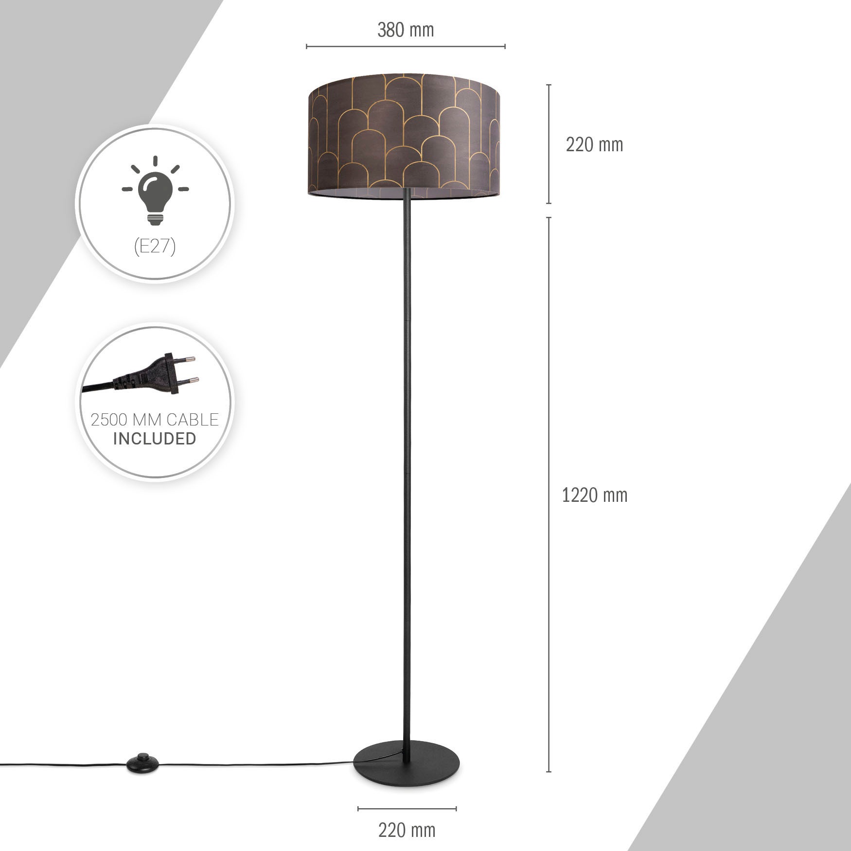 Modern | Jahren Stehlampe Wohnzimmer online Stoff Abstrakt Garantie mit 3 Mit Paco Pillar«, »Luca kaufen XXL Schirm Home Lampenschirm Stehlampe