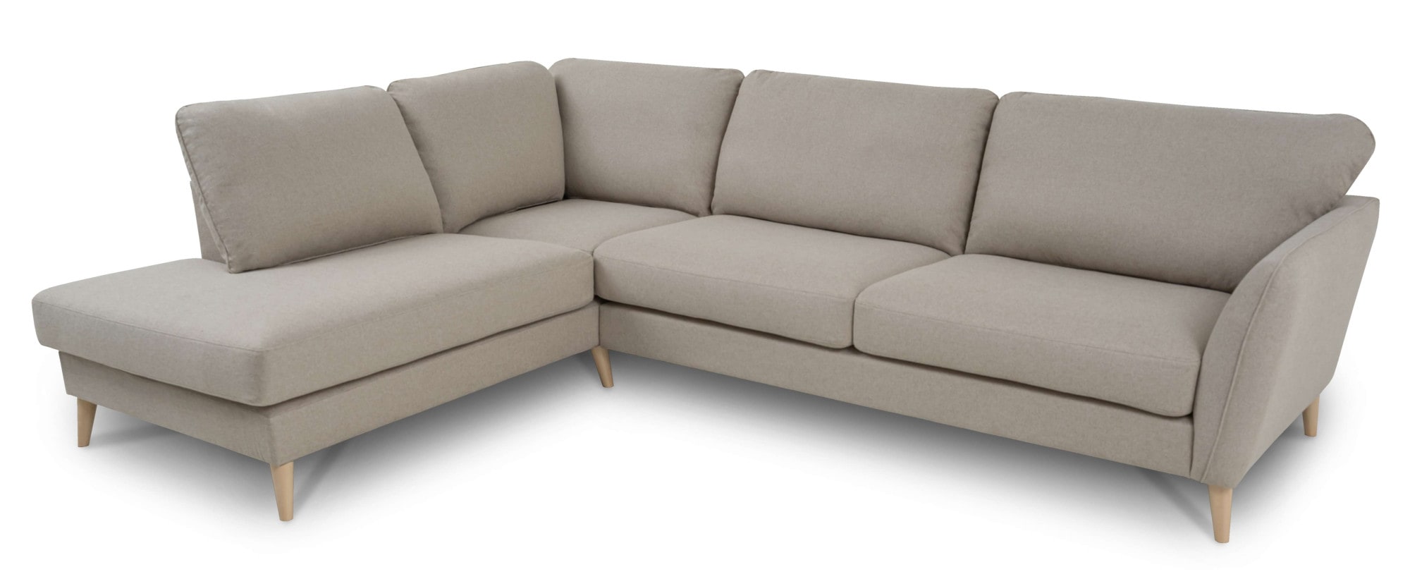 Home affaire Ecksofa »MARSEILLE 278/202 cm, L-Form, Ottom. rechts/links, verschiedene Bezüge«, Massivholzbeine Eiche, Landhausstil, Wellenunterfederung