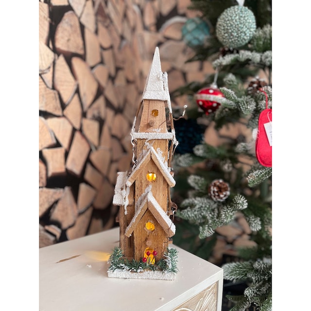 Myflair Möbel & Accessoires Weihnachtshaus »Weihnachtsdeko«, Holzkirche mit  integrierter Lichterkette, Höhe ca. 40 cm bequem online kaufen