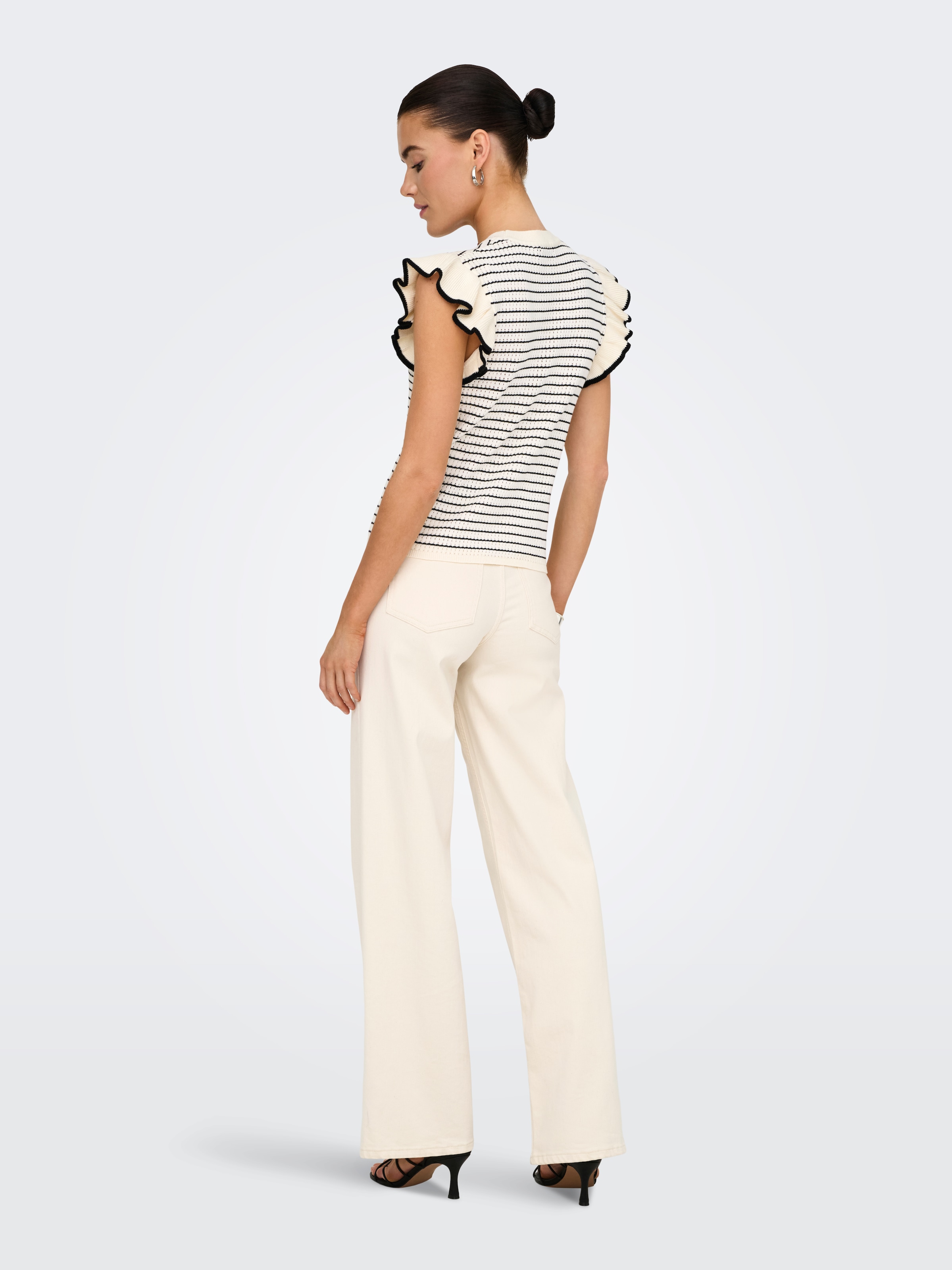 JDY Kurzarmpullover »JDYCARICE S/L FRILL PULLOVER KNT NOOS«