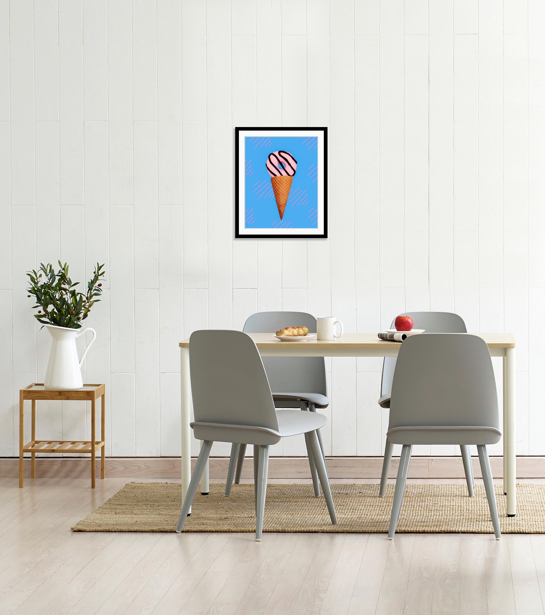 queence Bild »Miriam«, Eis-Süßigkeiten-Süßspeisen-Humor-Lebensmittel-Abstrakt, HD Premium Poster-Druck inkl. Holzrahmen