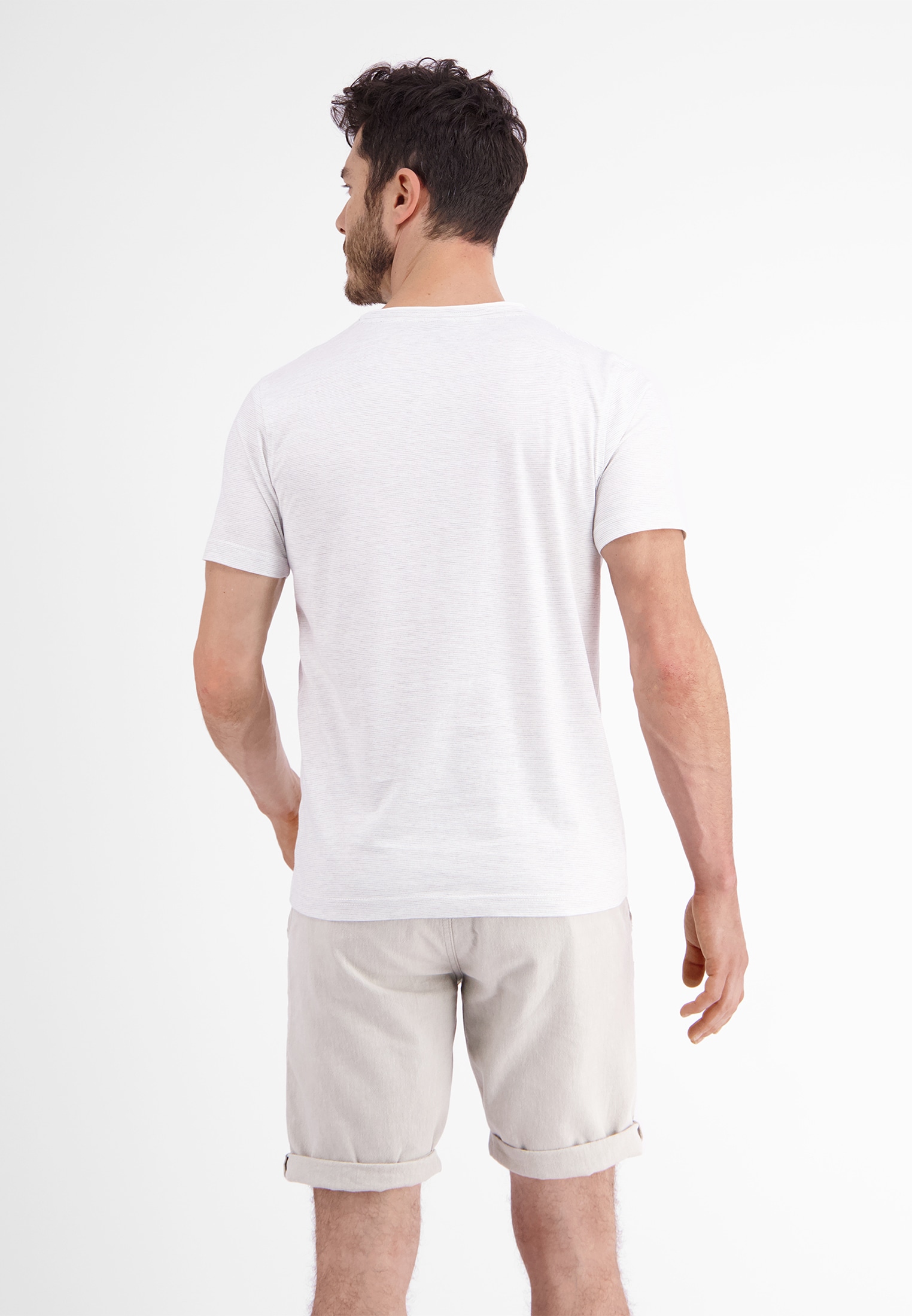 LERROS T-Shirt »LERROS Serafino mit Finelinerstreifen, washed«