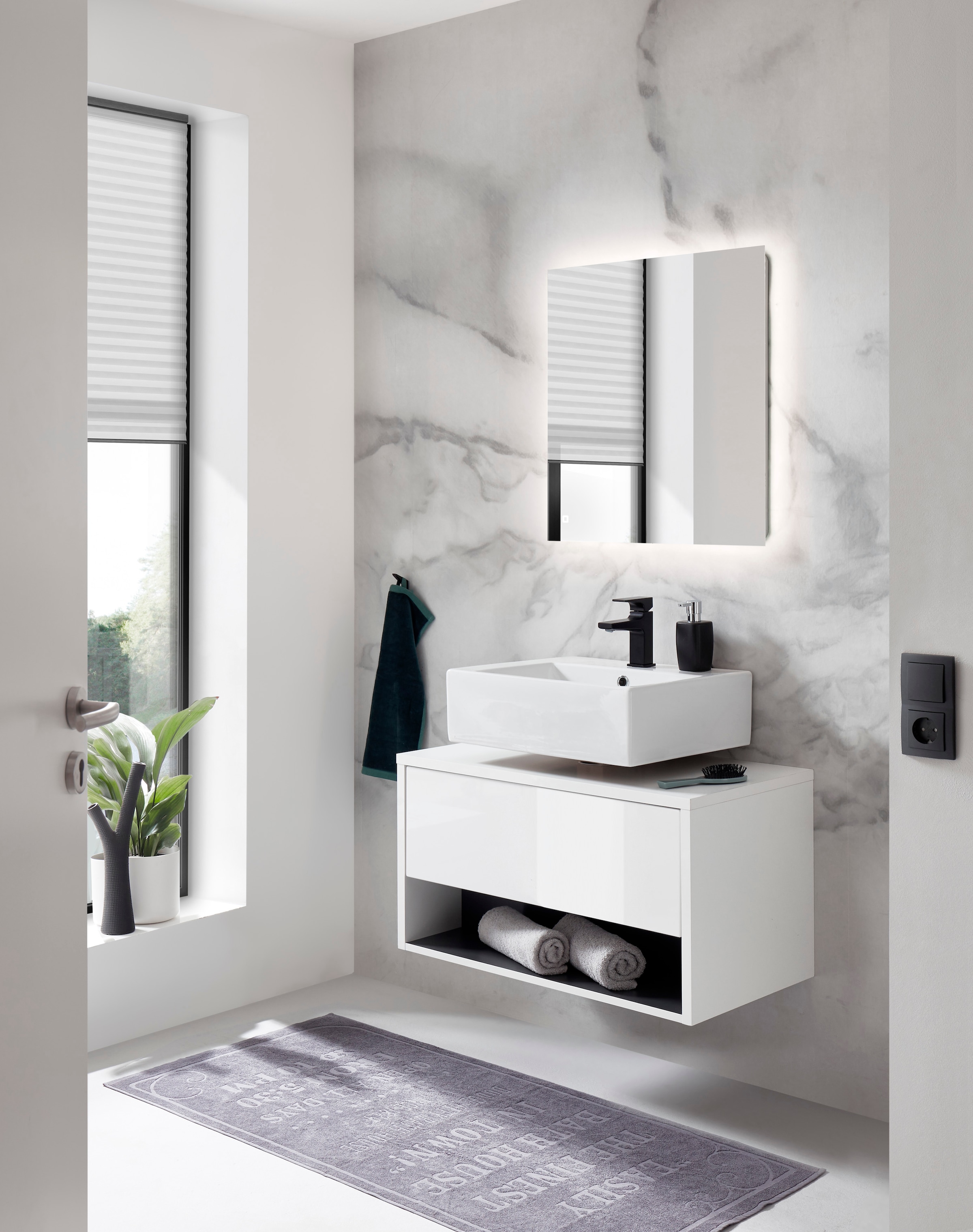 PLACES OF STYLE Badmöbel-Set »Studio Line, Bad im modernen Design, 2-teiliges Badezimmer« 2 Stk. tlg.