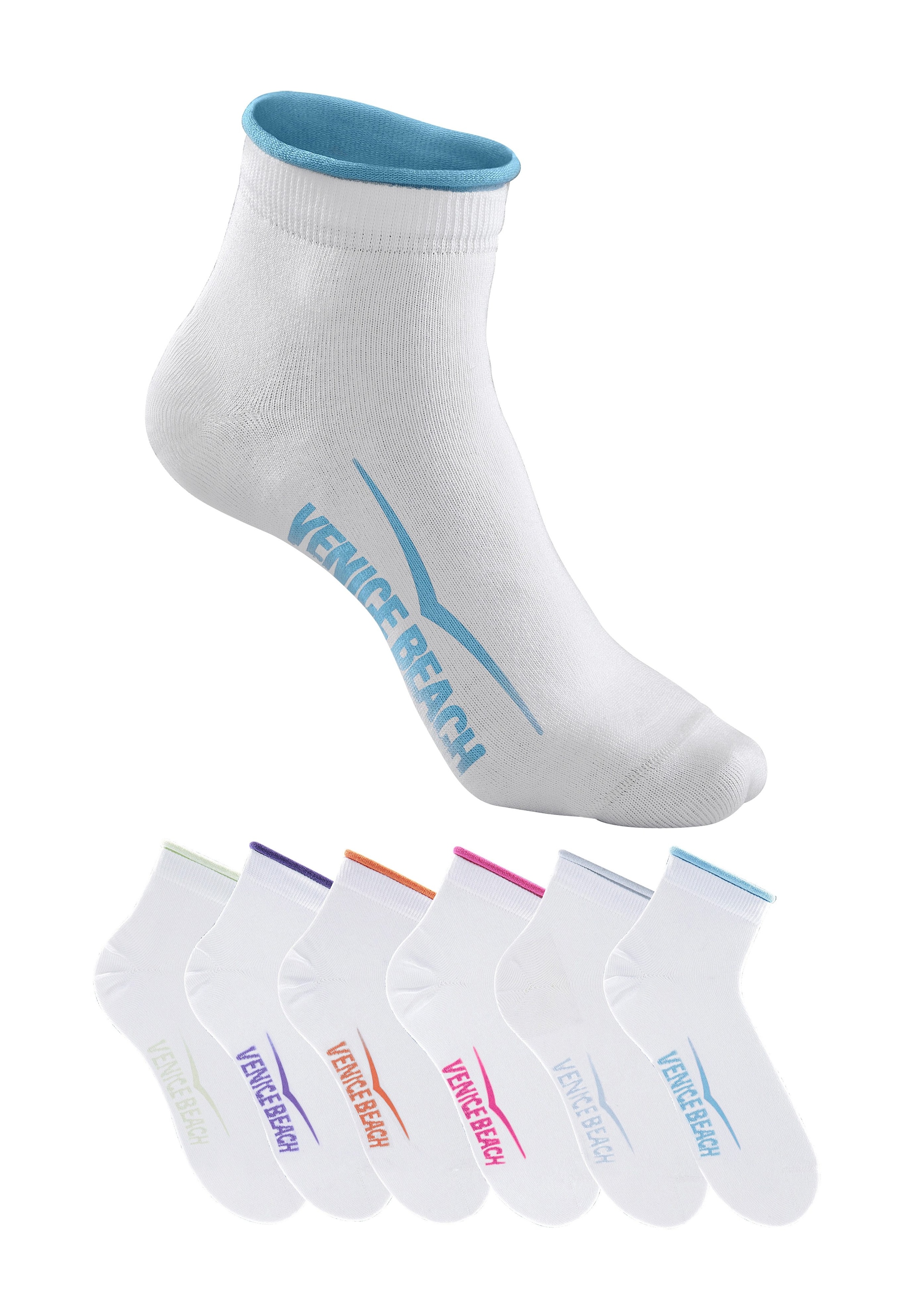 Venice Beach Kurzsocken, (Packung, 6 Paar), mit druckfreiem Bündchen