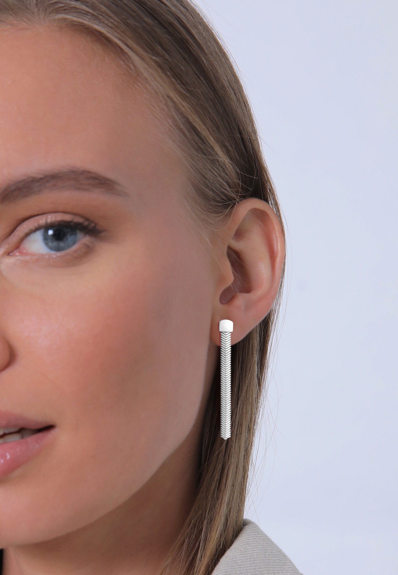 Elli Premium Paar Ohrstecker »Ohrringe Hänger Kette Fischgräte Trend 925 Silber«