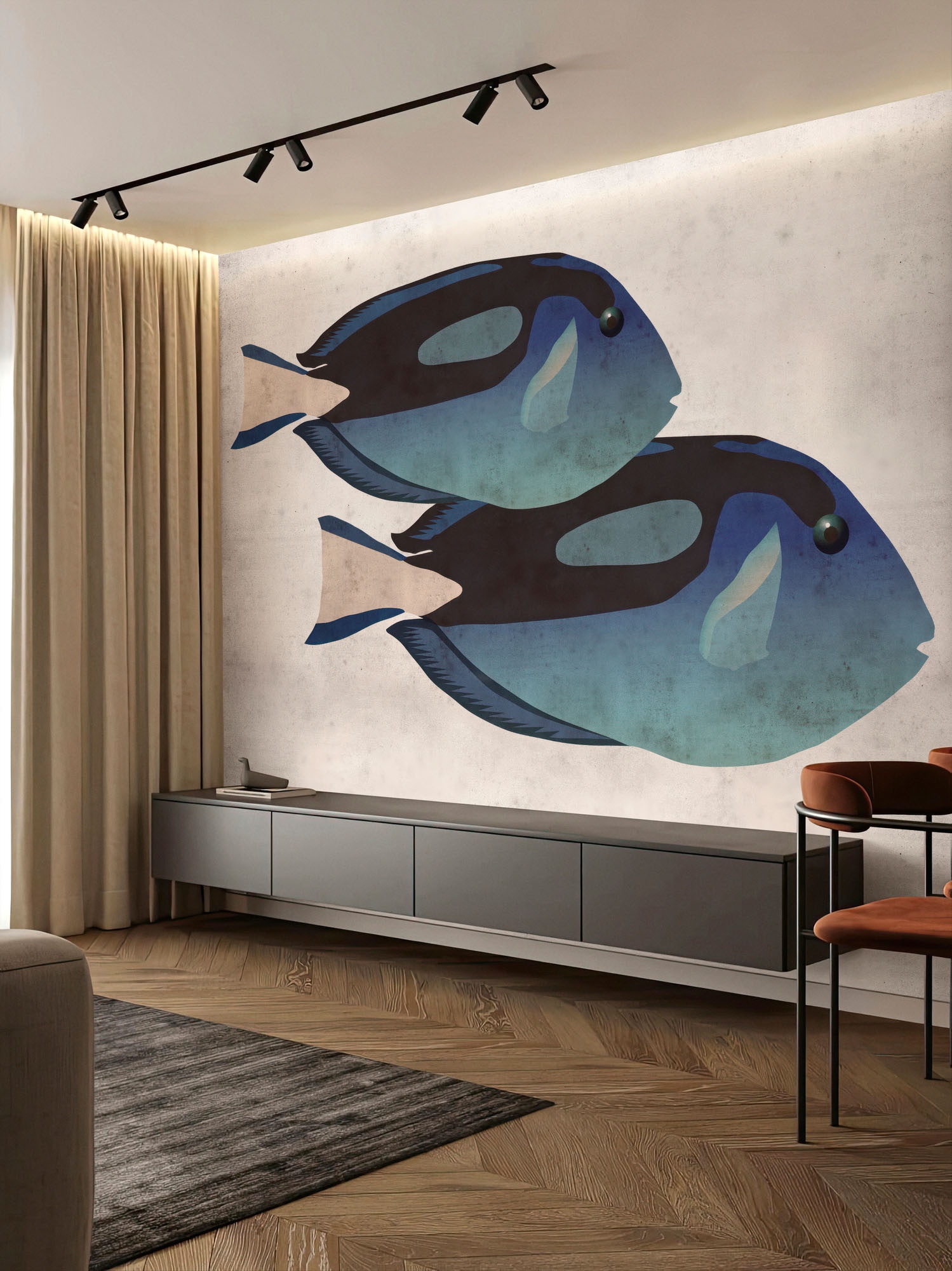 living walls Fototapete »Walls by Patel 5 Fototapete Fische im Aquarell-Look« abstrakt glatt Fische im Aquarell-Look auf 200 g/m² Premium-Vlies