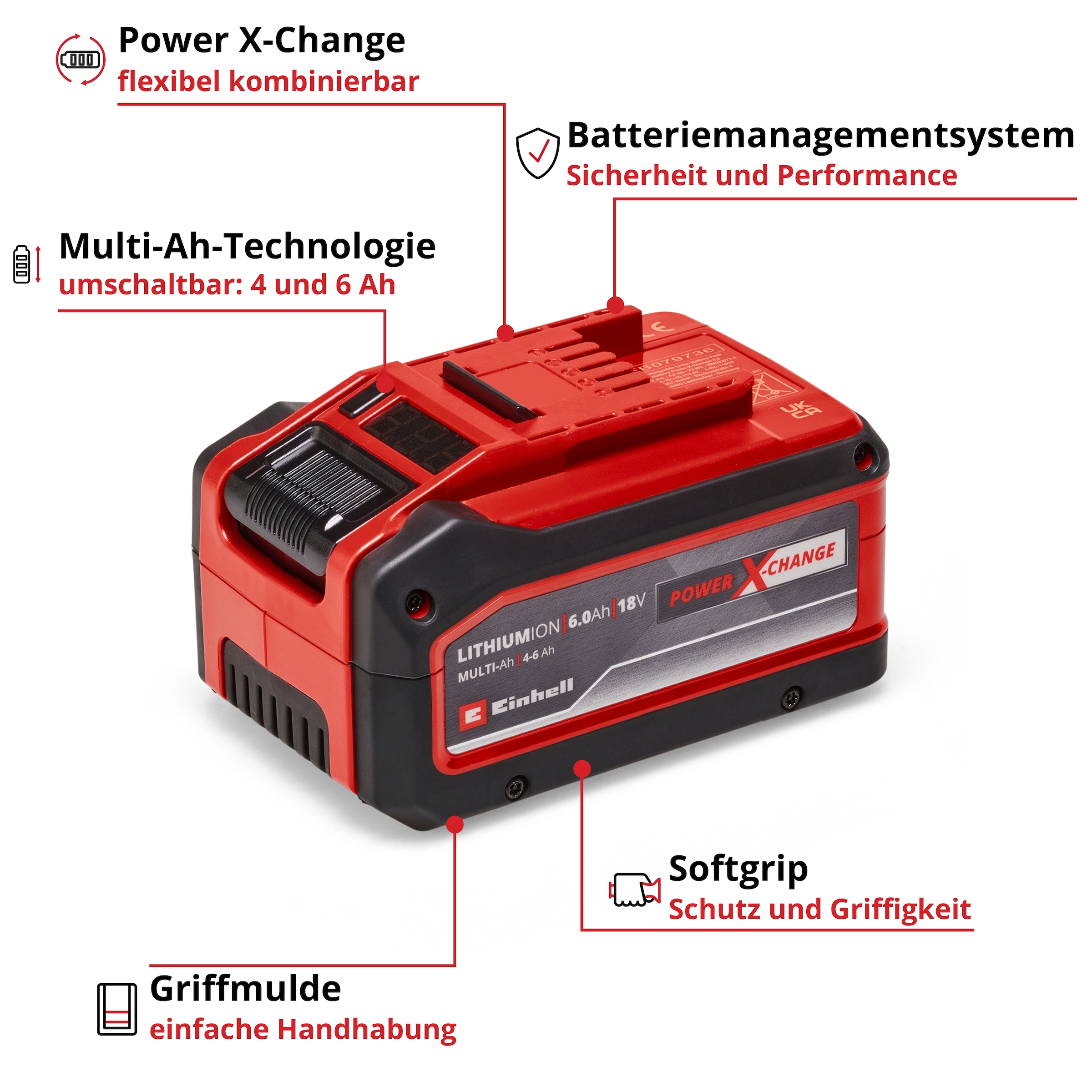 Einhell Akku »»Multi-Ah PXC Plus«« 18 V, umschaltbar: 4 und 6 Ah