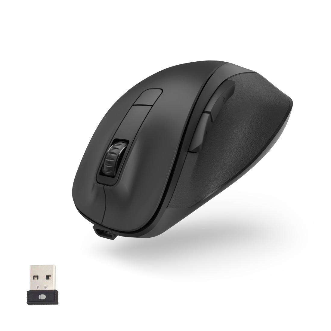 Hama ergonomische Maus »Optische 6 Tasten Funkmaus, ergonomisch, Rechtshänder, leise Tasten«, Funk