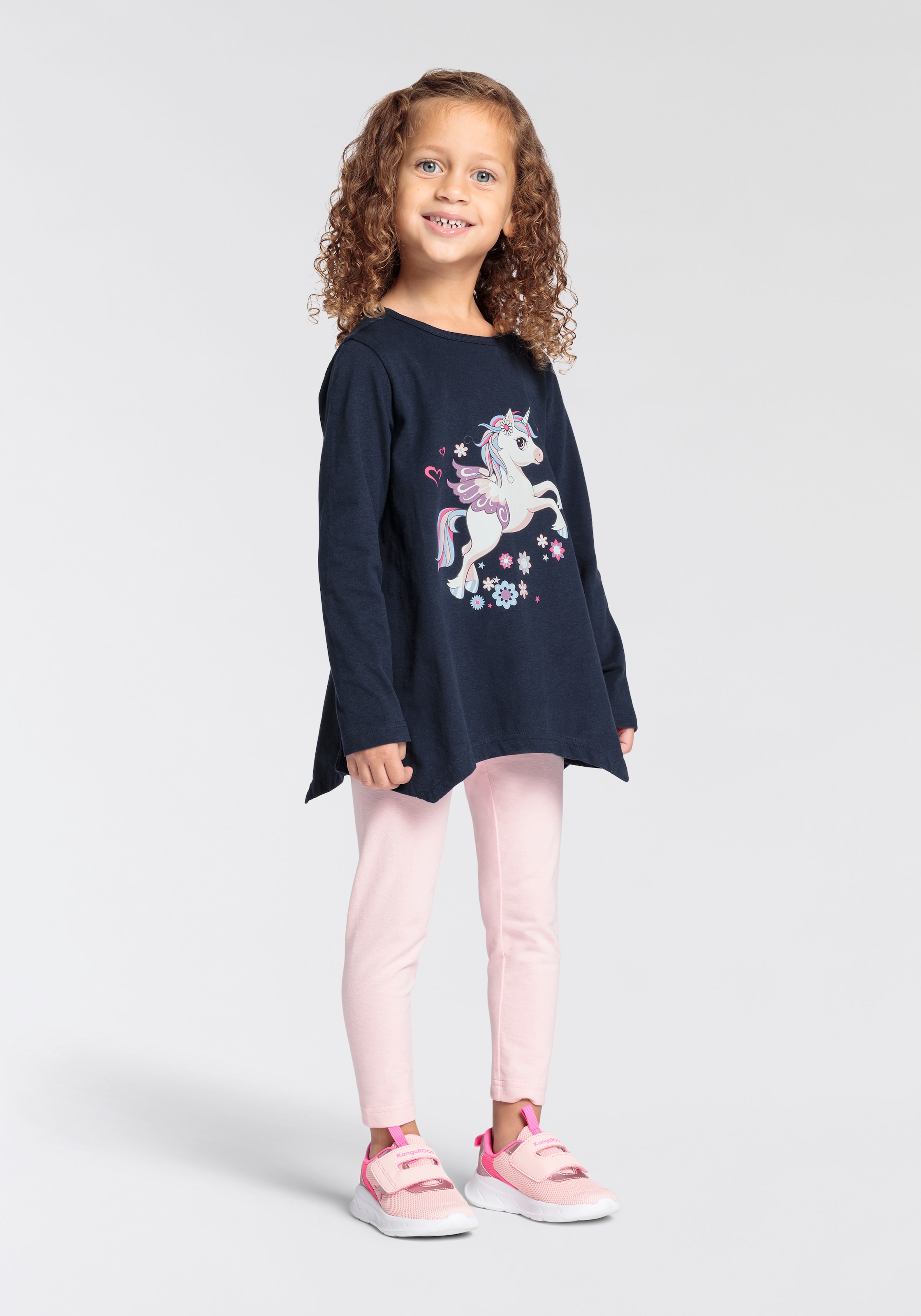 (Set, Zipfelshirt KIDSWORLD bei tlg.), Langarmshirt Mädchen ♕ & kleine + 2 Leggings für Leggings »EINHORN«,