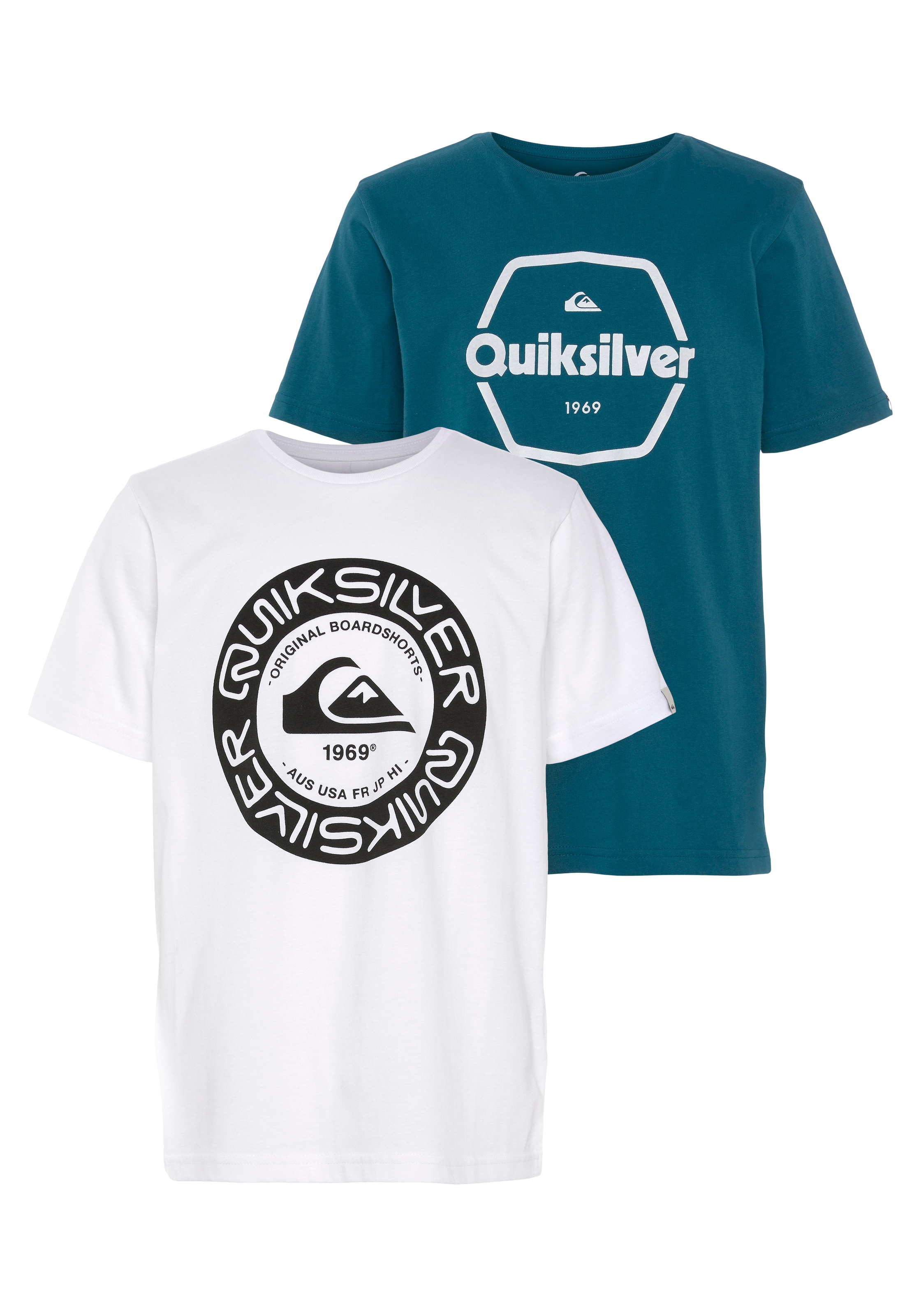 (Packung, tlg.) T-Shirt mit Doppelpack Quiksilver »Jungen 2 Logodruck«, bei