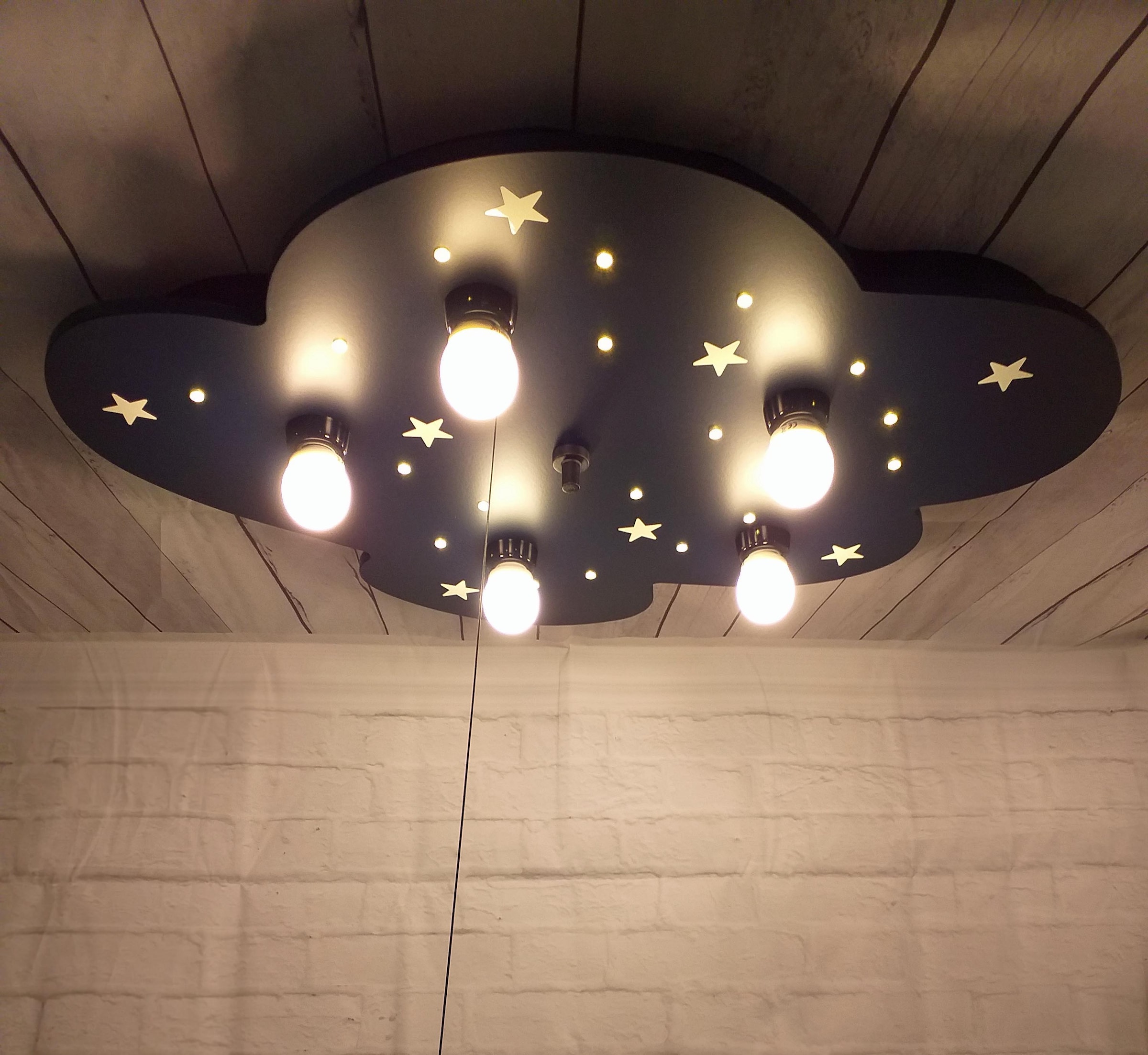 niermann Deckenleuchte »Wolke« E14 1 Stk. Deckenleuchte Wolke blau mit fluoreszend. Sternen