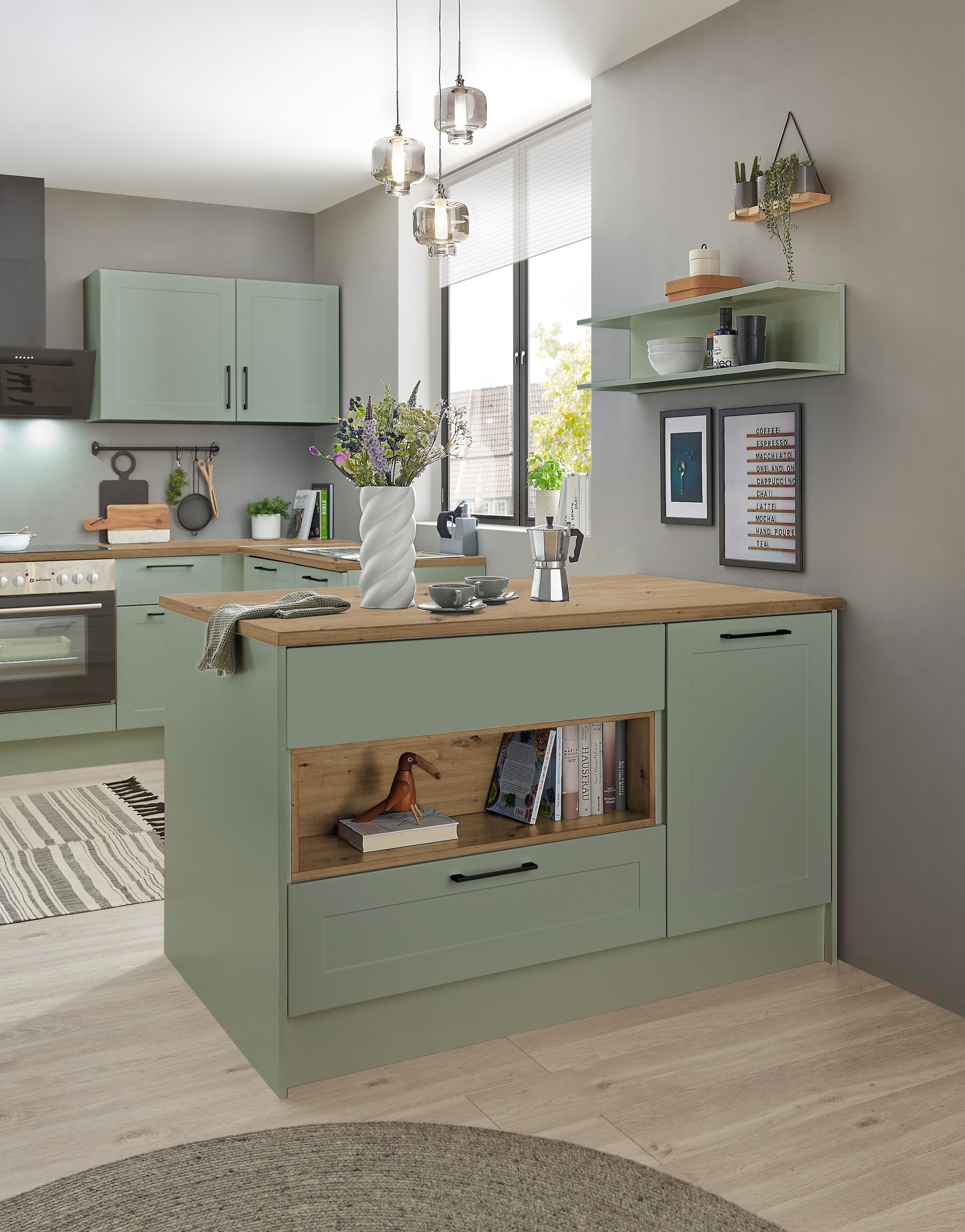 BASIC by Balculina Kücheninsel »Marsi« Breite 145 cm, Türen und Schubkästen Sofclose, beidseitig nutzbar