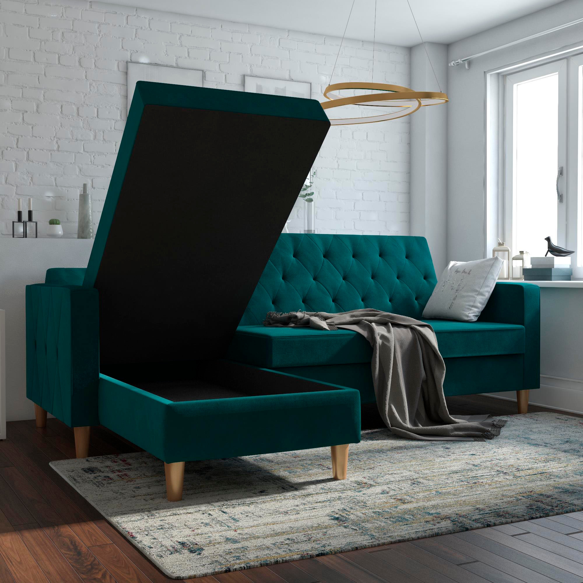 Dorel Home Ecksofa »Liberty, L-Form,« mit Schlafffunktion, Recamiere beidseitig montierbar, Sitzhöhe 43 cm
