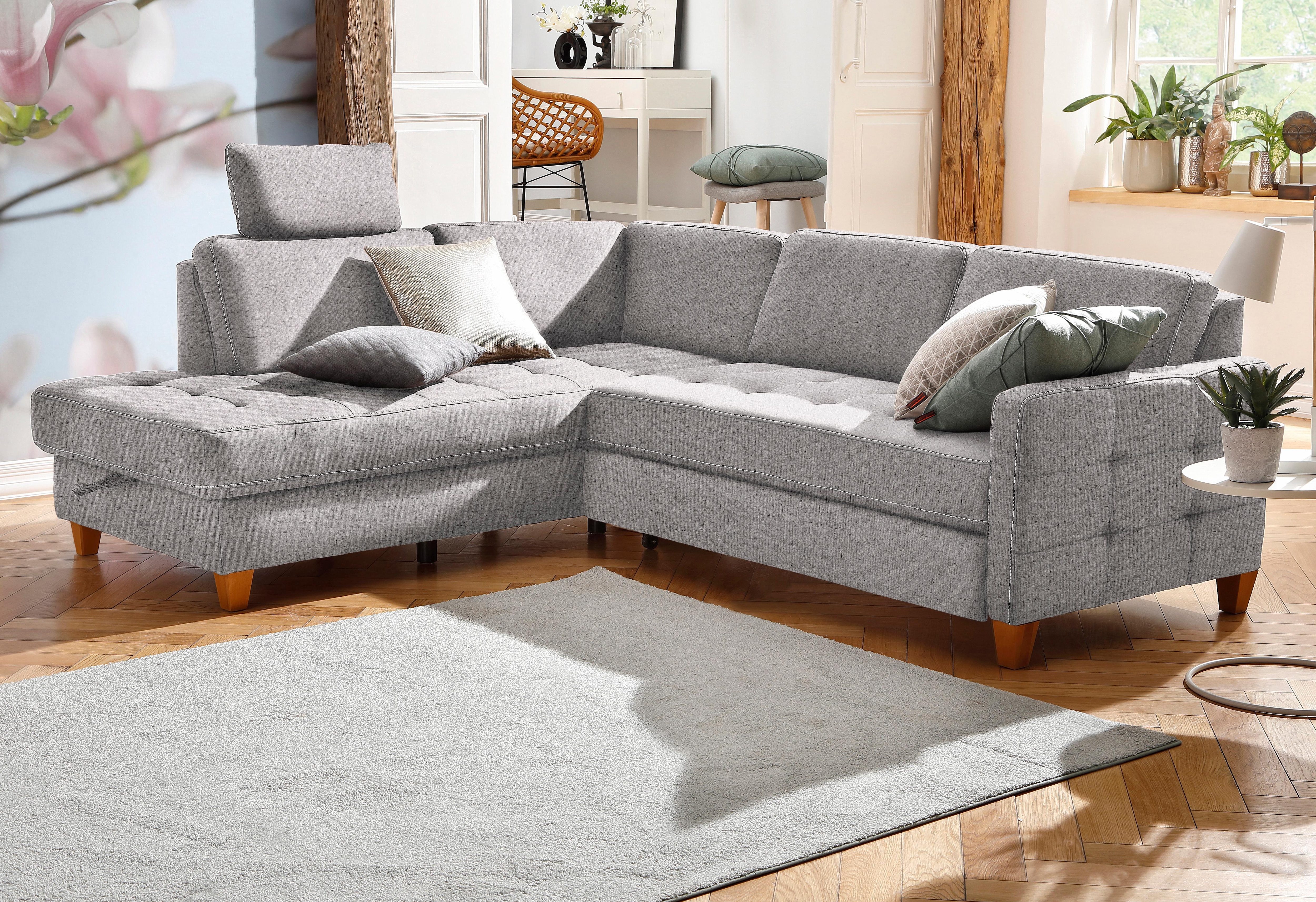 Home affaire Ecksofa "Earl L-Form" wahlweise auch mit Schlaffunktion oder Schlaffunktion mit Bettkasten
