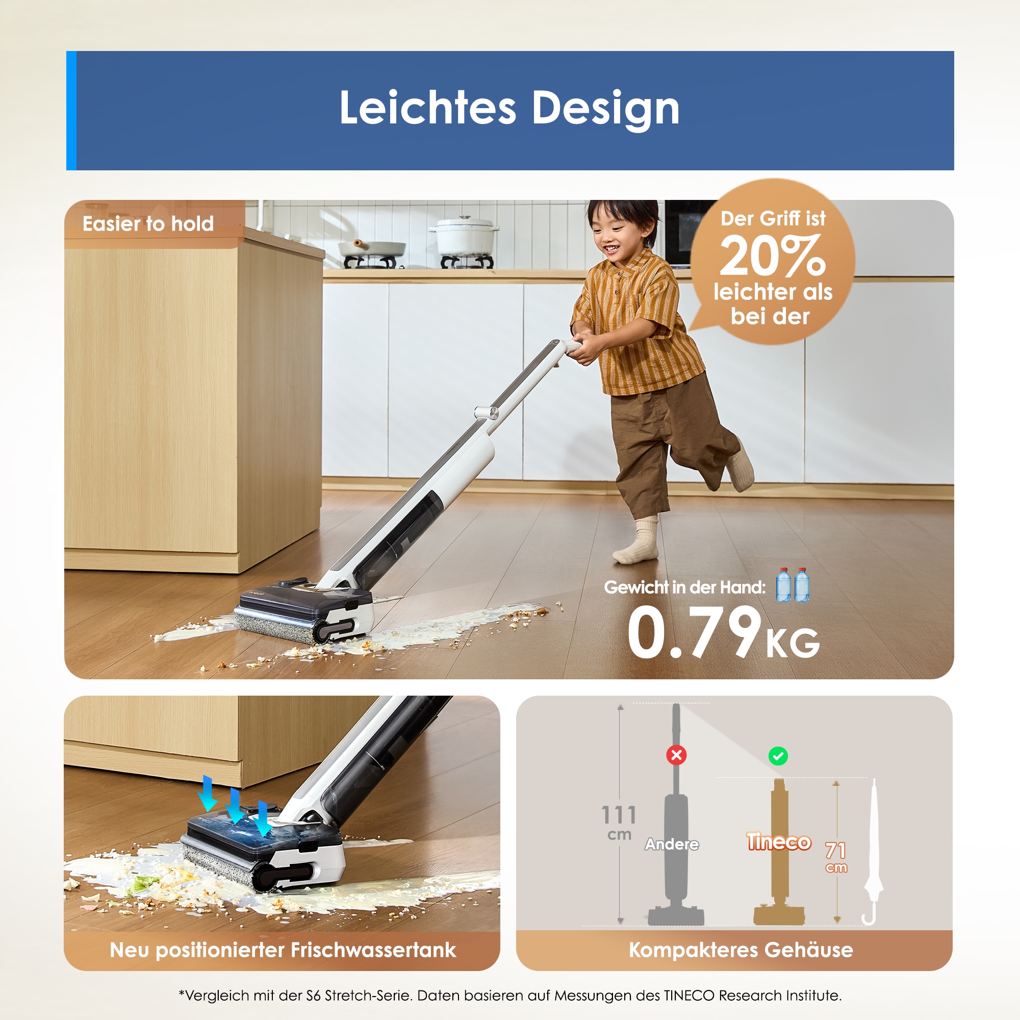 Tineco Nass-Trocken-Sauger »FLOOR ONE i7 Fold Premium, 3,5kg leicht, klappbar, 85°C Trocknung« 22.000pa Saugleistung, 50 Min Laufzeit