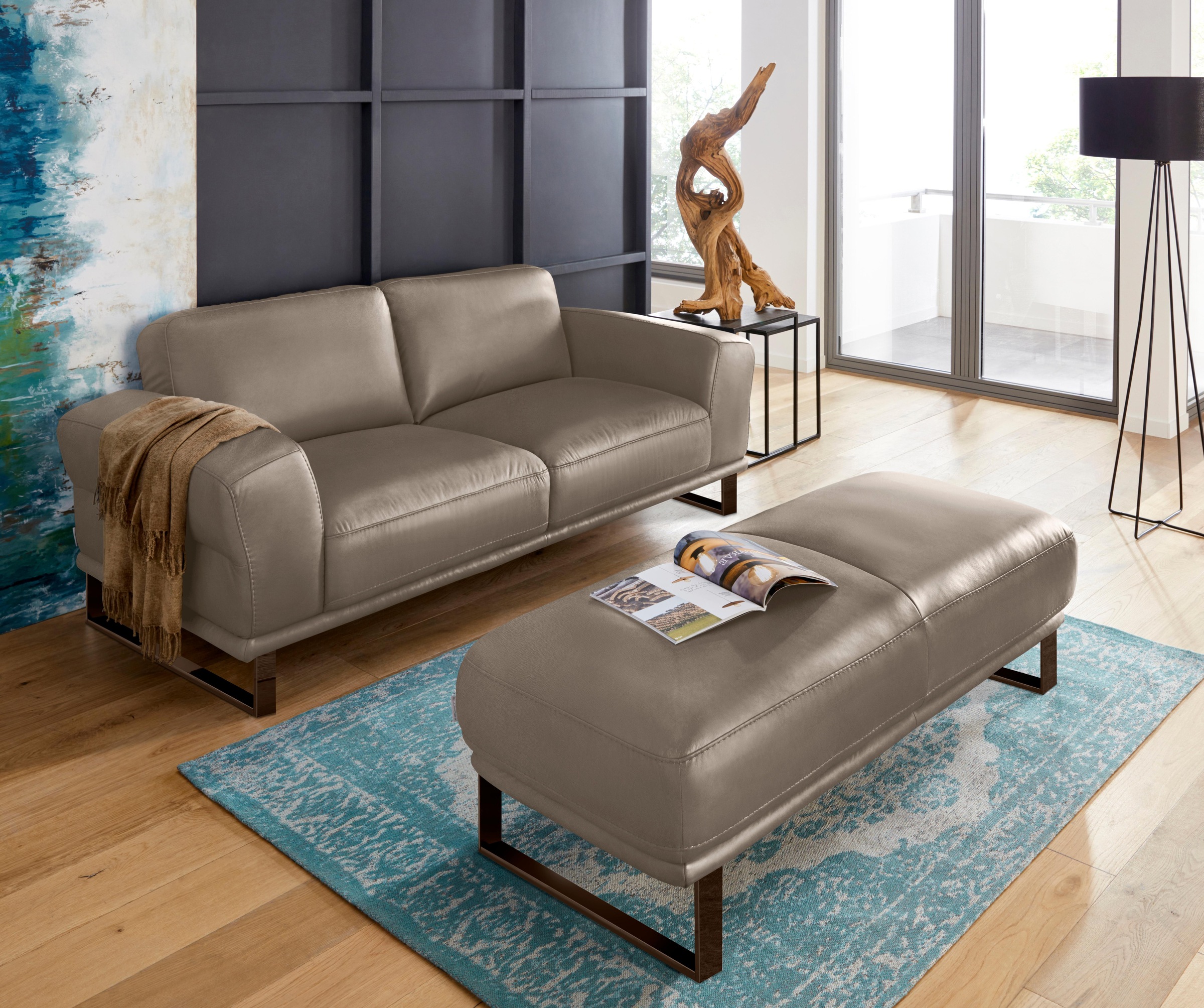 W.SCHILLIG Hocker »montanaa« mit Metallkufen in Bronze pulverbeschichtet, Breite 141 cm