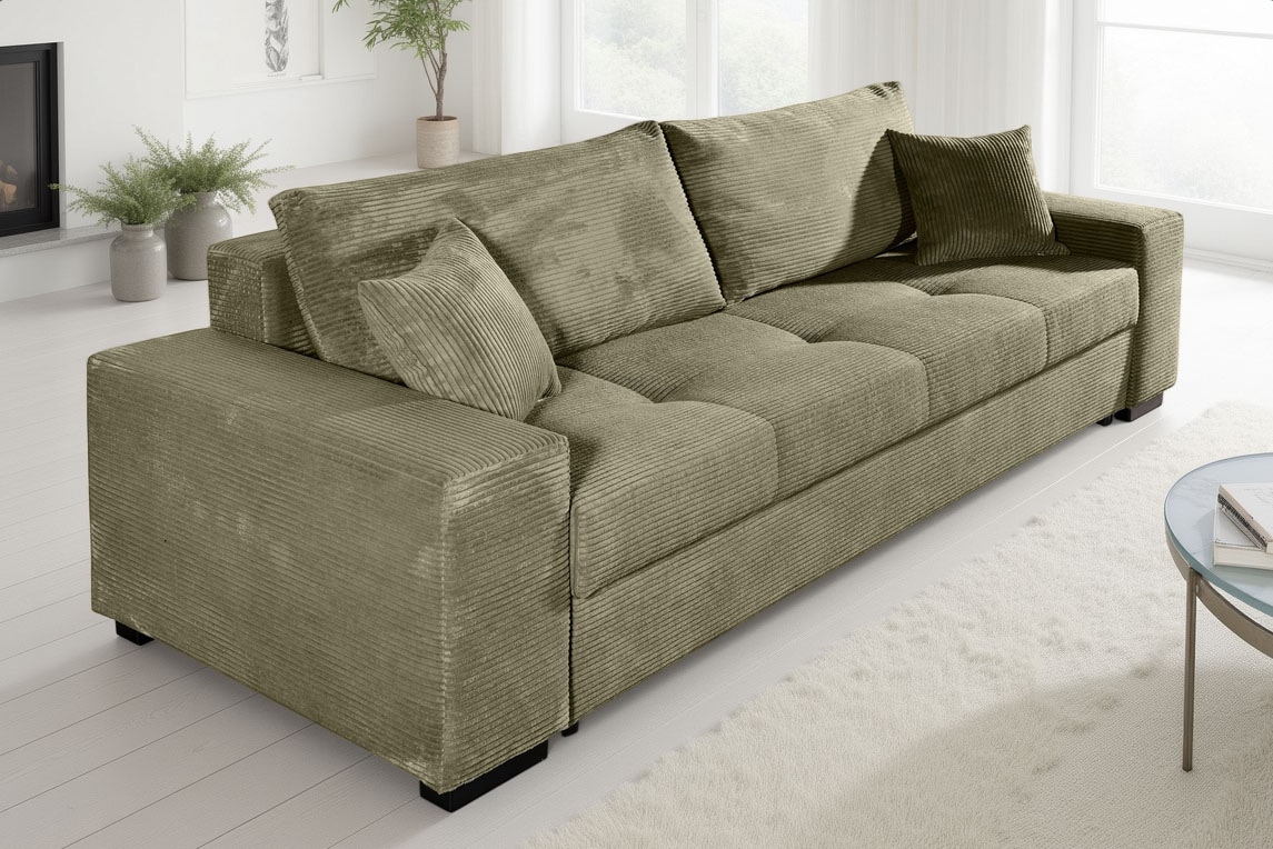 COLLECTION AB Schlafsofa »Kreta, B: 248 cm, Liegefl. 137x195 cm« Bettfunktion, Bettkasten & 2 Zierkissen, optional mit Topper