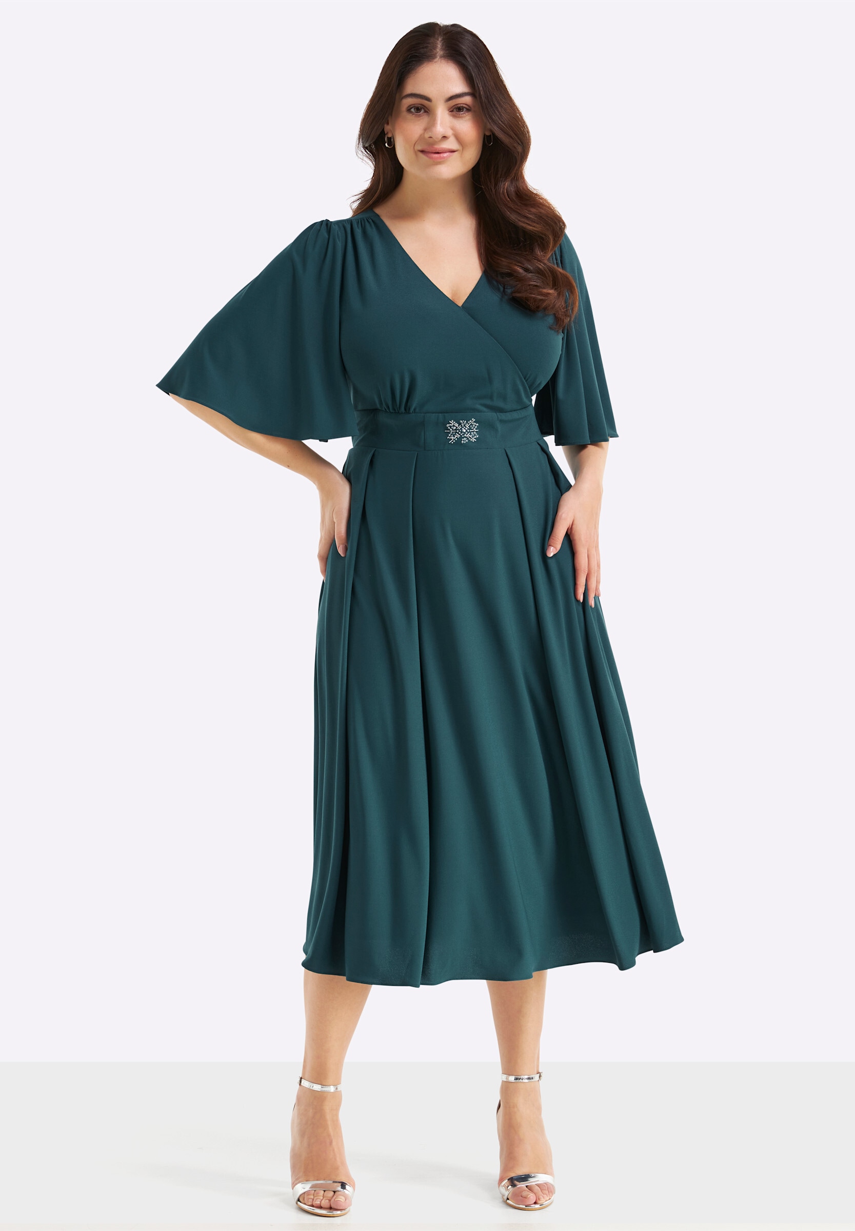 Sheego Cocktailkleid »Abendkleid Abendkleid mit Stickerei am Taillenbund« Ohne Tasche