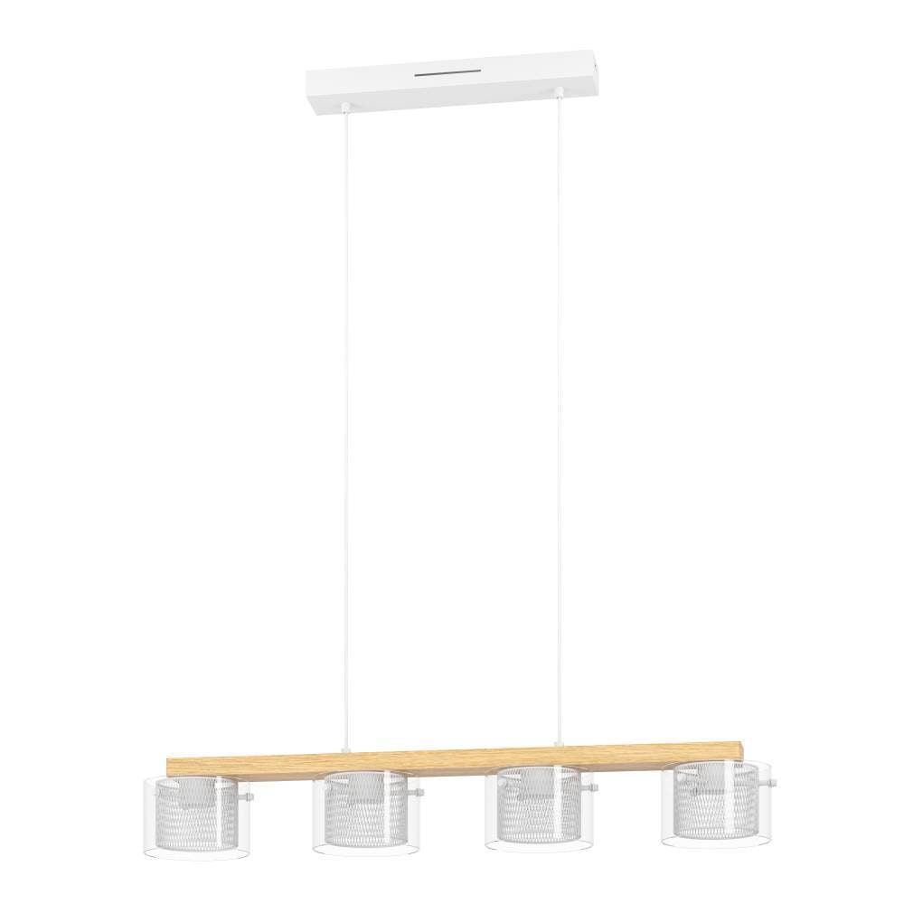 EGLO Hängeleuchte »PORTICO-Z Hängelampe Holz weiß, ZigBee 3.0, Timer, Pendelleuchte«, 4 flammig, Leuchtmittel LED-Modul | LED fest integriert, App / Sprachsteuerung Alexa, 88x15x110cm, exkl. Fernbedienung