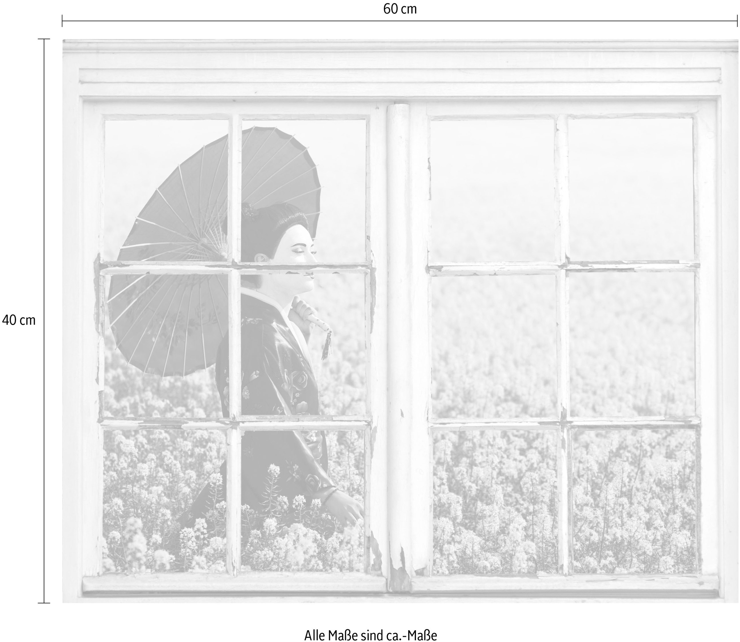 queence Wandsticker »Frau in Blumenwiese« Wandsticker, Wandbild, selbstklebend, Blumen, Blüten, Blumenwiese