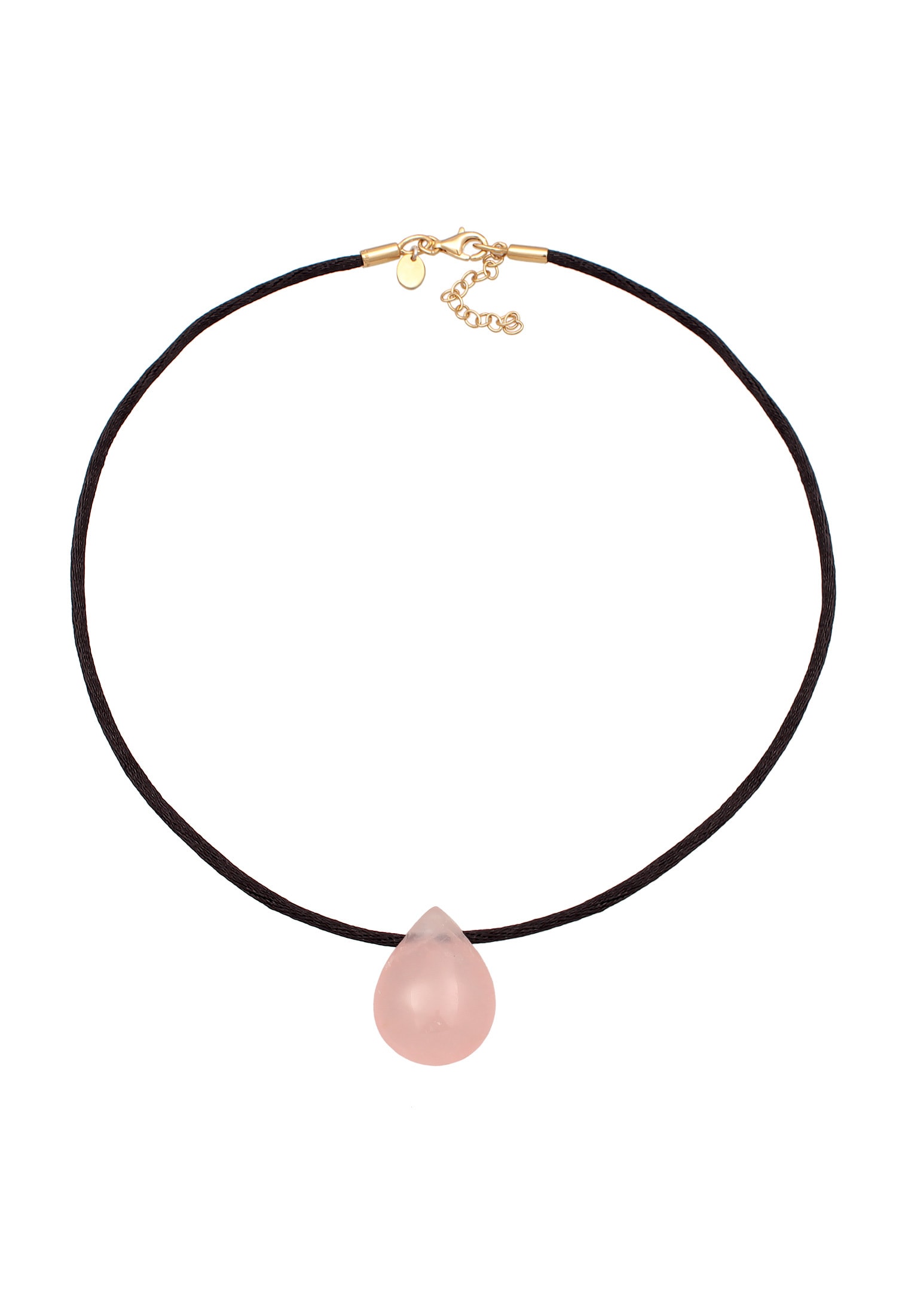 Elli Premium Choker »Halskette Choker Satin Rosa Quarz Edelstein Tropfen 925 Silber«
