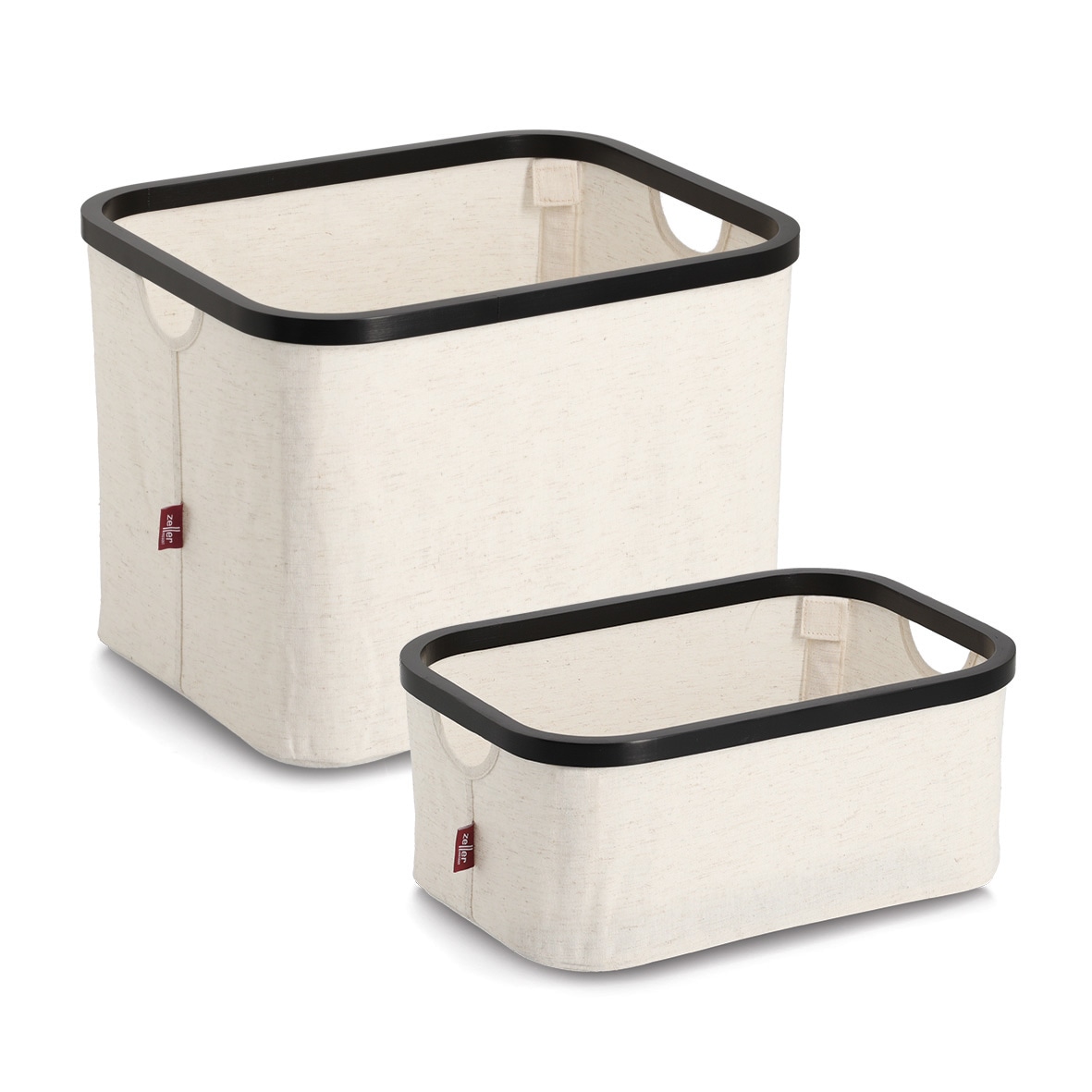 Zeller Present Aufbewahrungskorb »Aufbewahrungskorb, Polyester/Bambus« creme/schwarz, ca. 40,5x33x30 cm