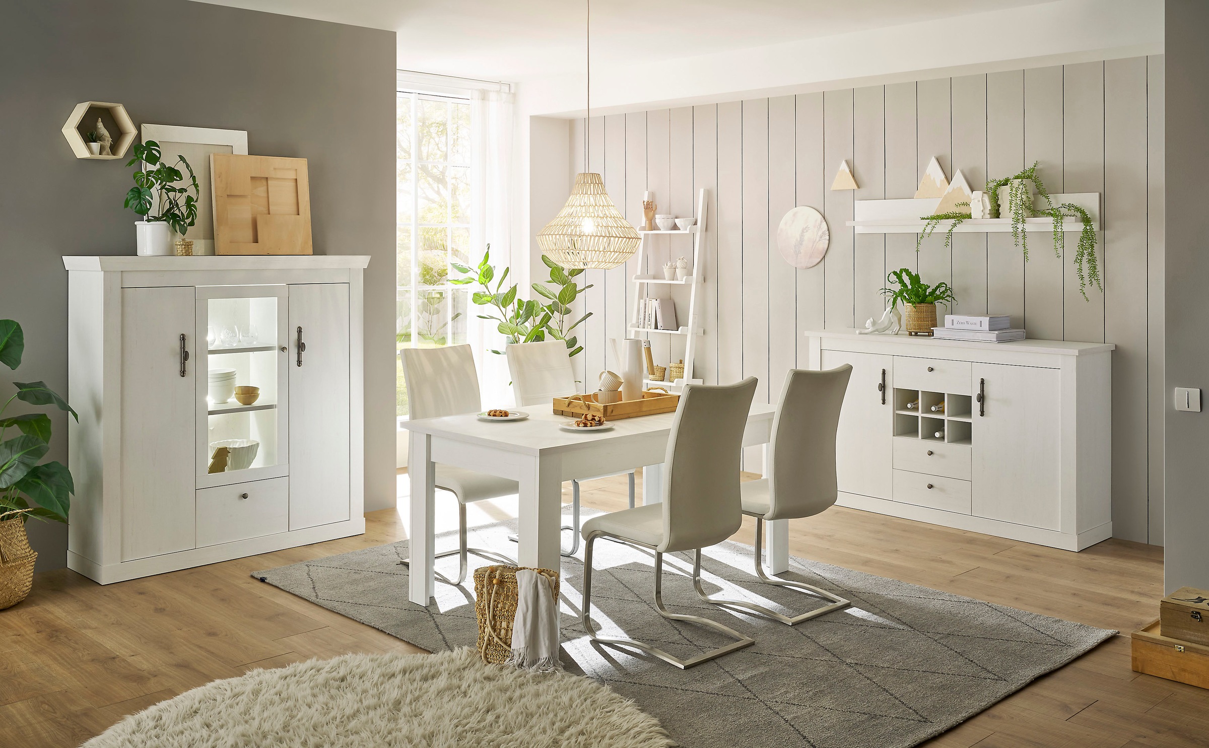 Home affaire Highboard »RAVENNA«, im romantischen Landhausstil, Griffe aus Metall, Höhe 146 cm