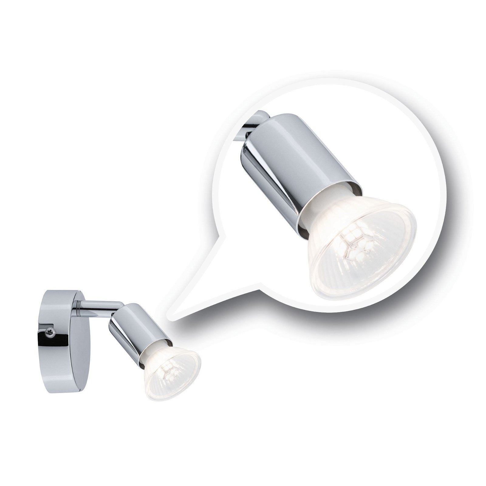 Paulmann Wandleuchte »Carolina«, 1 flammig, Leuchtmittel GU10 | ohne Leuchtmittel, Spotlight IP44 max. 1x10W Chrom 230V Metall, GU 10