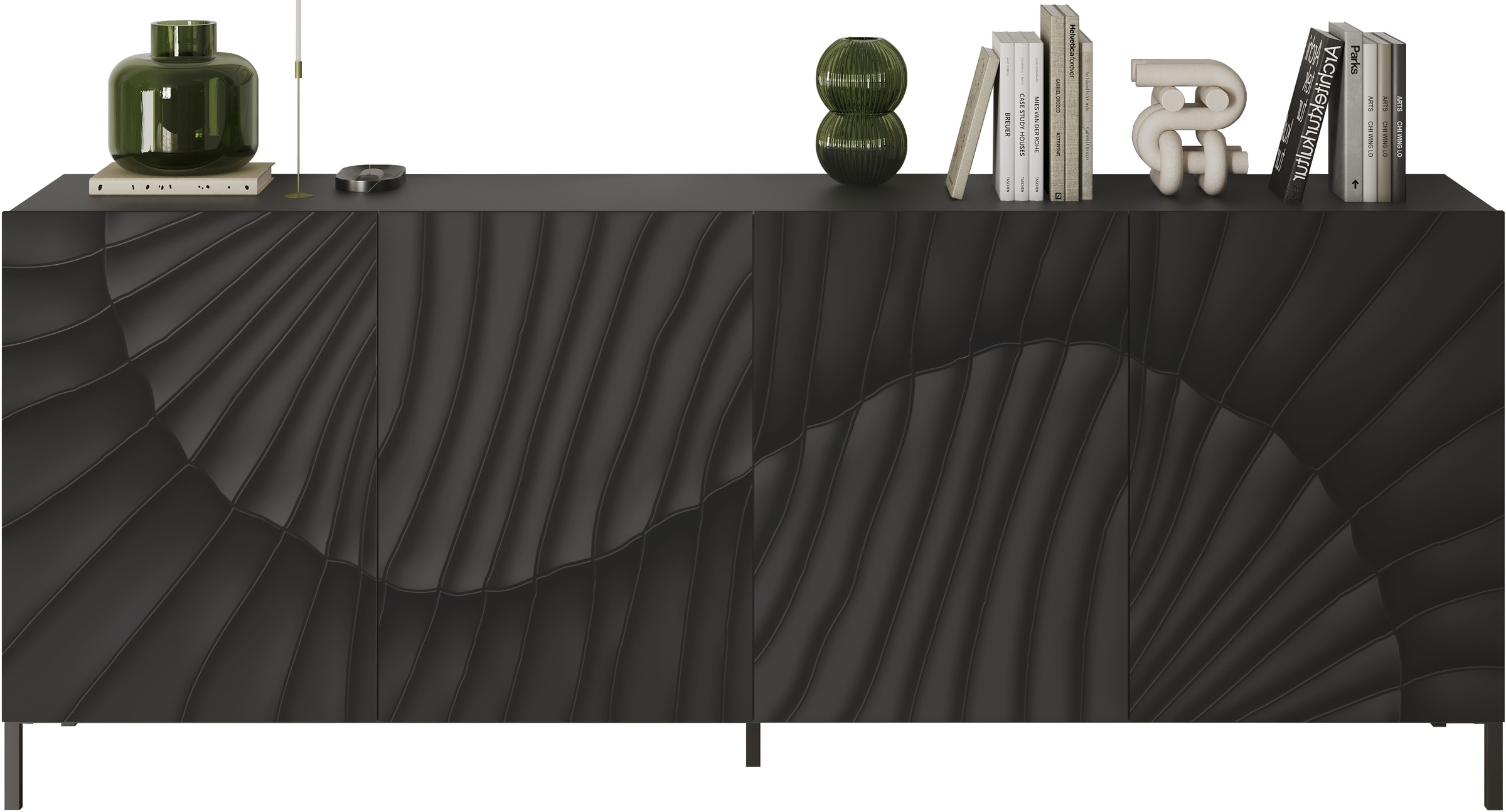 INOSIGN Sideboard »Snake, Kommode, Anrichte, Stauraummöbel Breite 241 cm, Siebdruck-Front«, moderne Wohnmöbel, 4 Türen, viel Stauraum, stilvoll und funktional