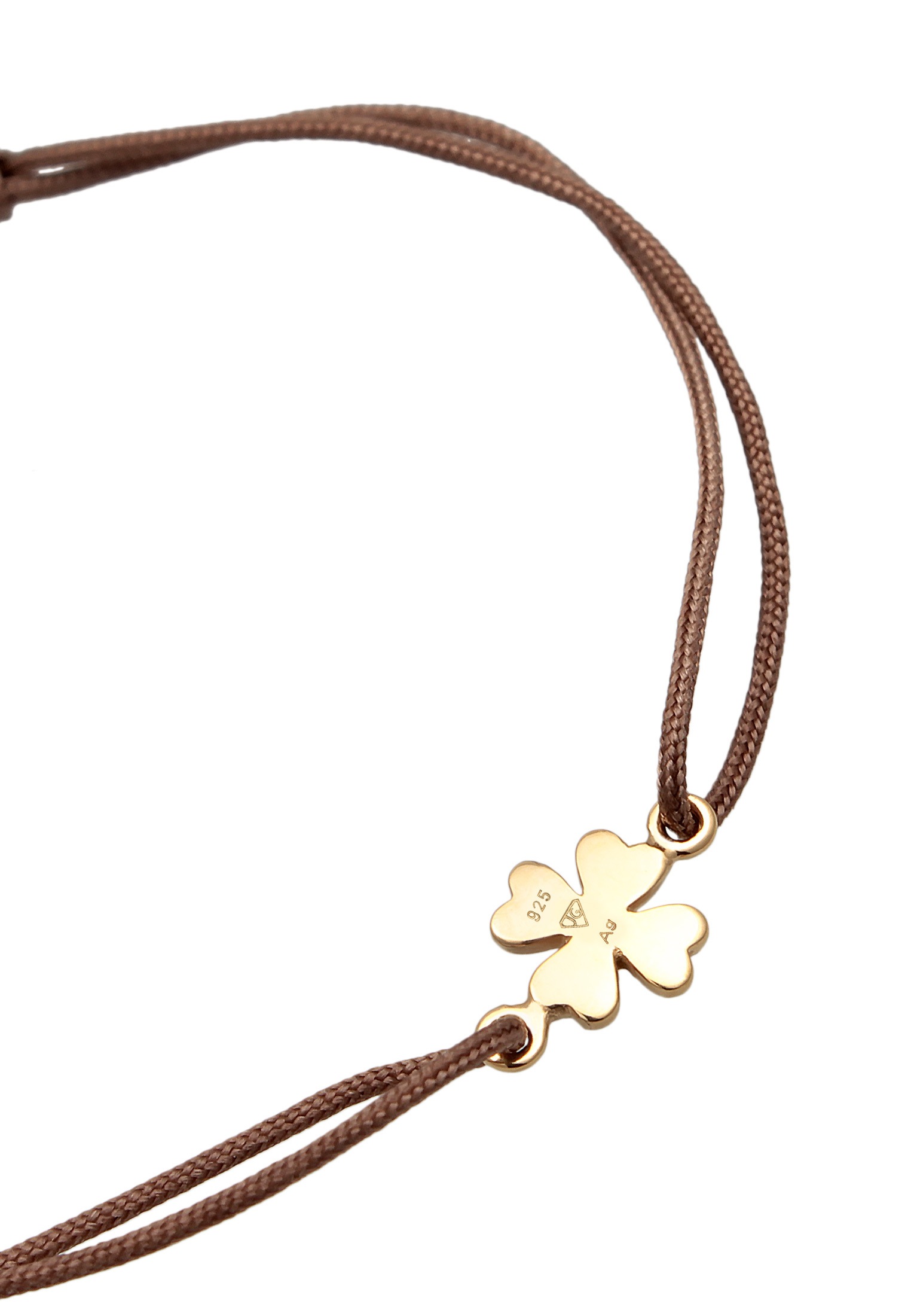 Elli Armkette »Armband Kleeblatt Textilarmband 925 Silber vergoldet«
